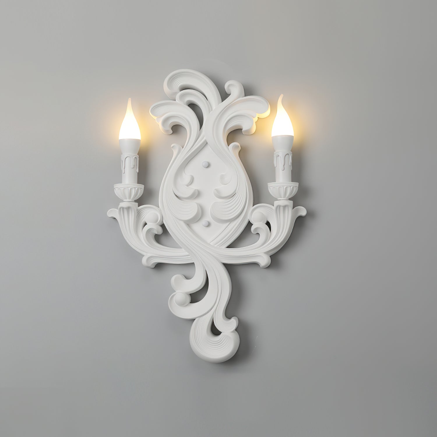 Wall Lamp Sculptural Plaster Candle Arms Uplighting Elegant - Letslighting
