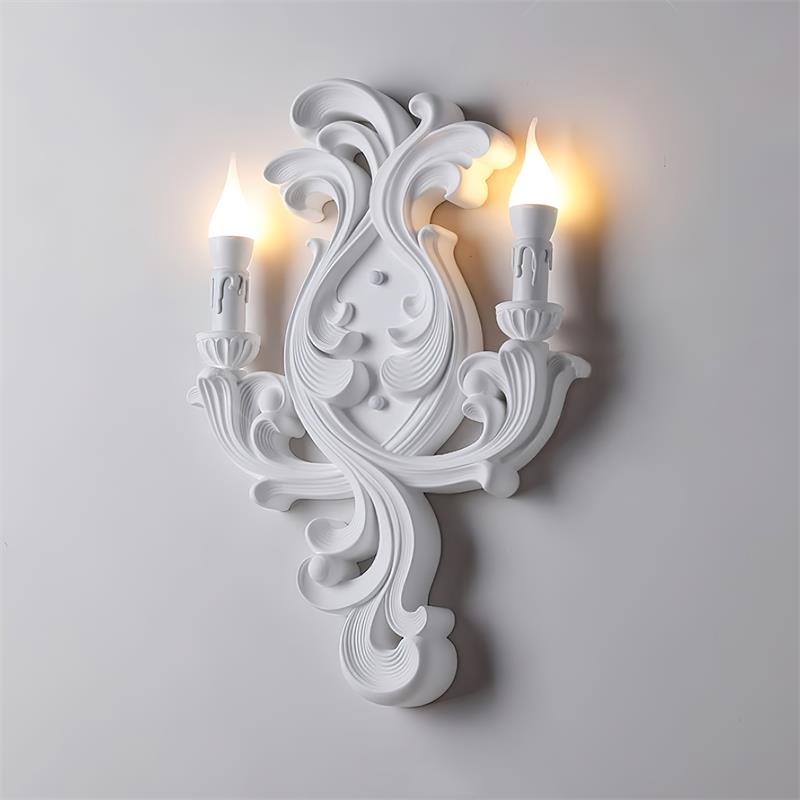 Wall Lamp Sculptural Plaster Candle Arms Uplighting Elegant - Letslighting