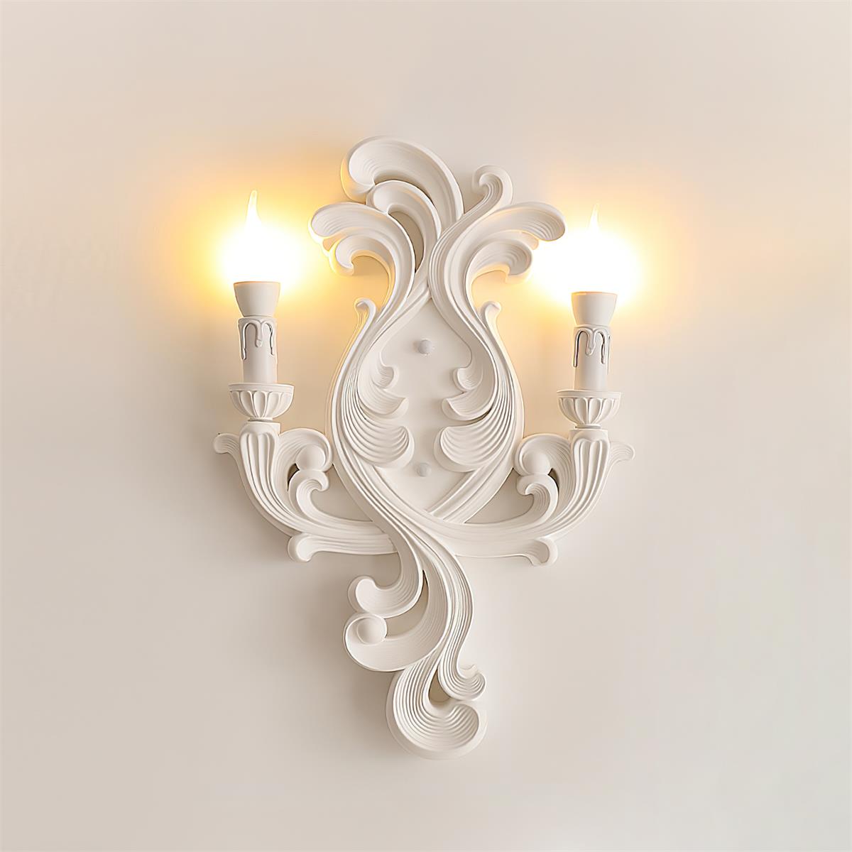 Wall Lamp Sculptural Plaster Candle Arms Uplighting Elegant - Letslighting