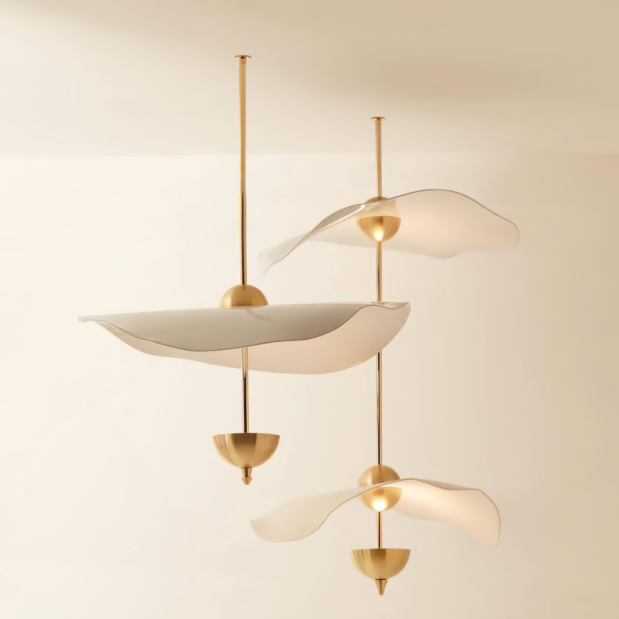 Lustra Pendant Light Double Biscuit for Living Room - Letslighting