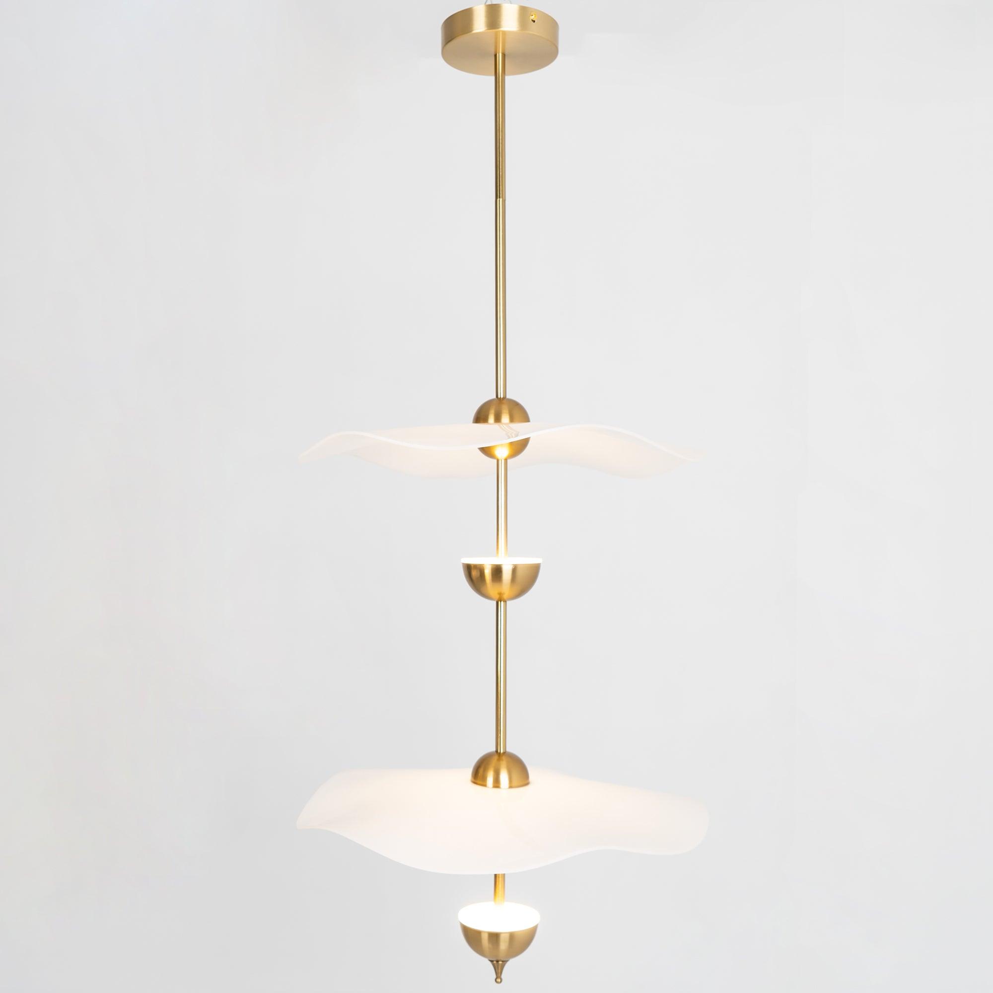 Lustra Pendant Light Double Biscuit for Living Room - Letslighting