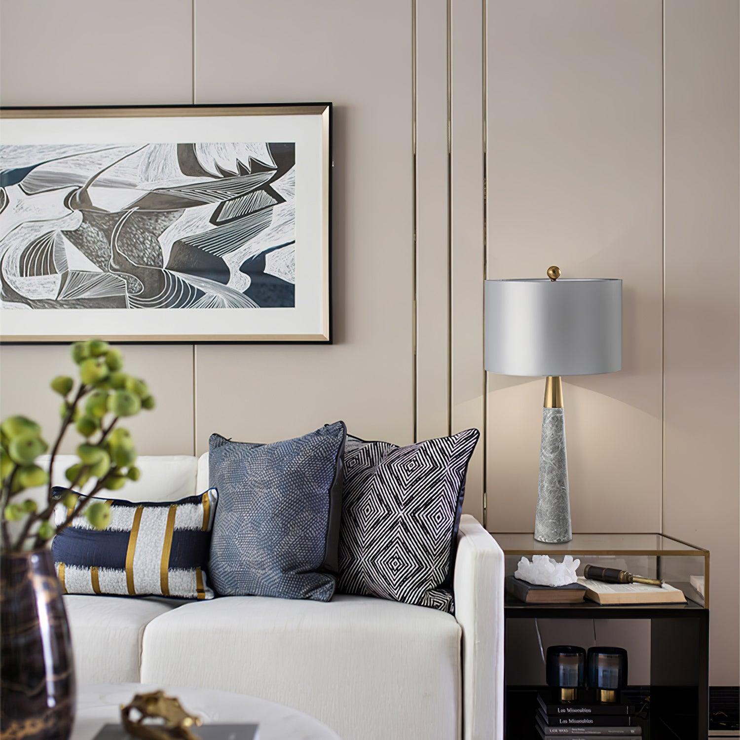 Zinara Marble Fabric Table Lamp - Letslighting