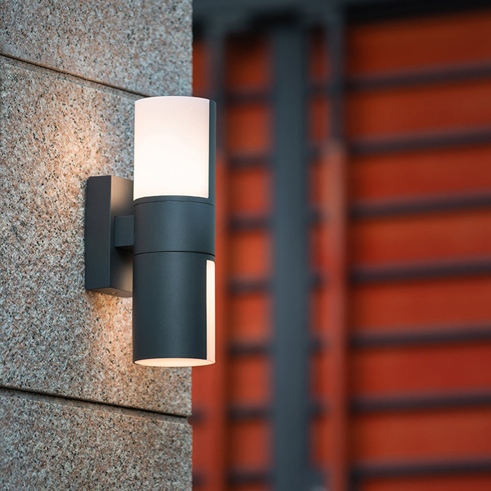Ray Modern Cylindrical Metal/Acrylic Rotatable Outdoor Waterproof Wall Lamp, Black/White