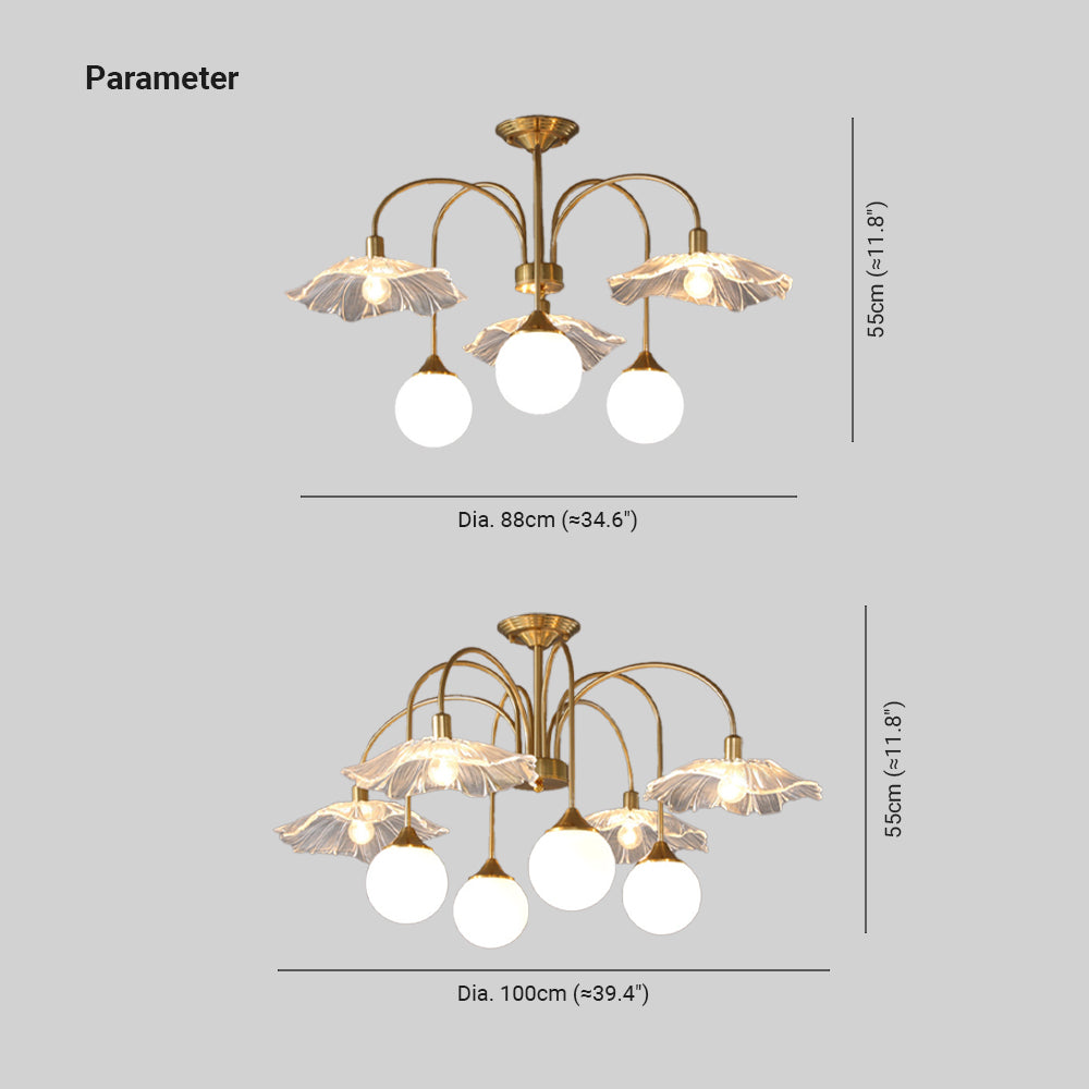 Valentina Nordic LED Chandelier Gold Glass Living/Dining Room/Bedroom
