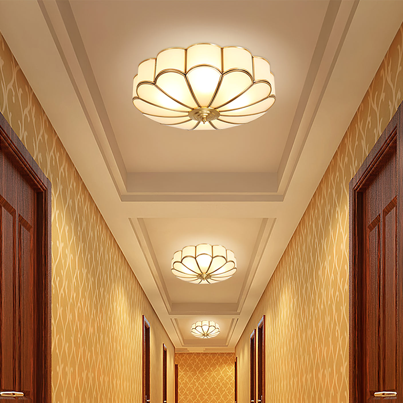 Viraean Modern Minimalist Flower Shape Brass Glass Ceiling Lamp - Letslighting