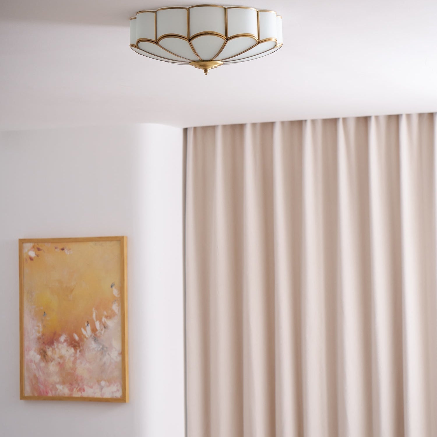 Lustra Ceiling Light Flower Shape Glass Brass - Letslighting
