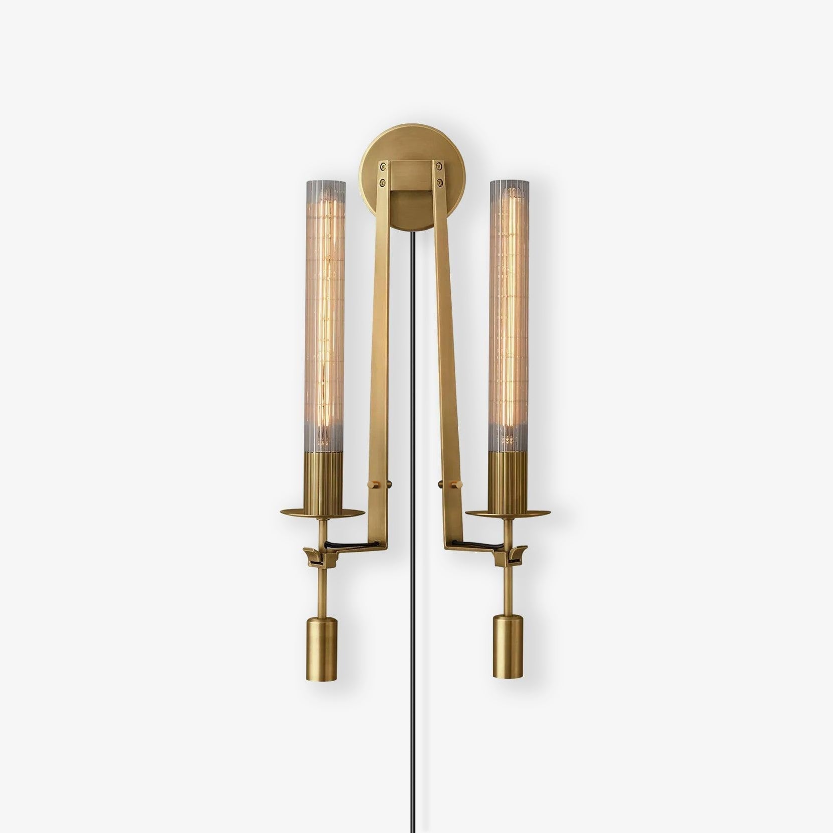 Ceshaisra French Classicism Plug-in Brass Glass Wall Lamp - Letslighting