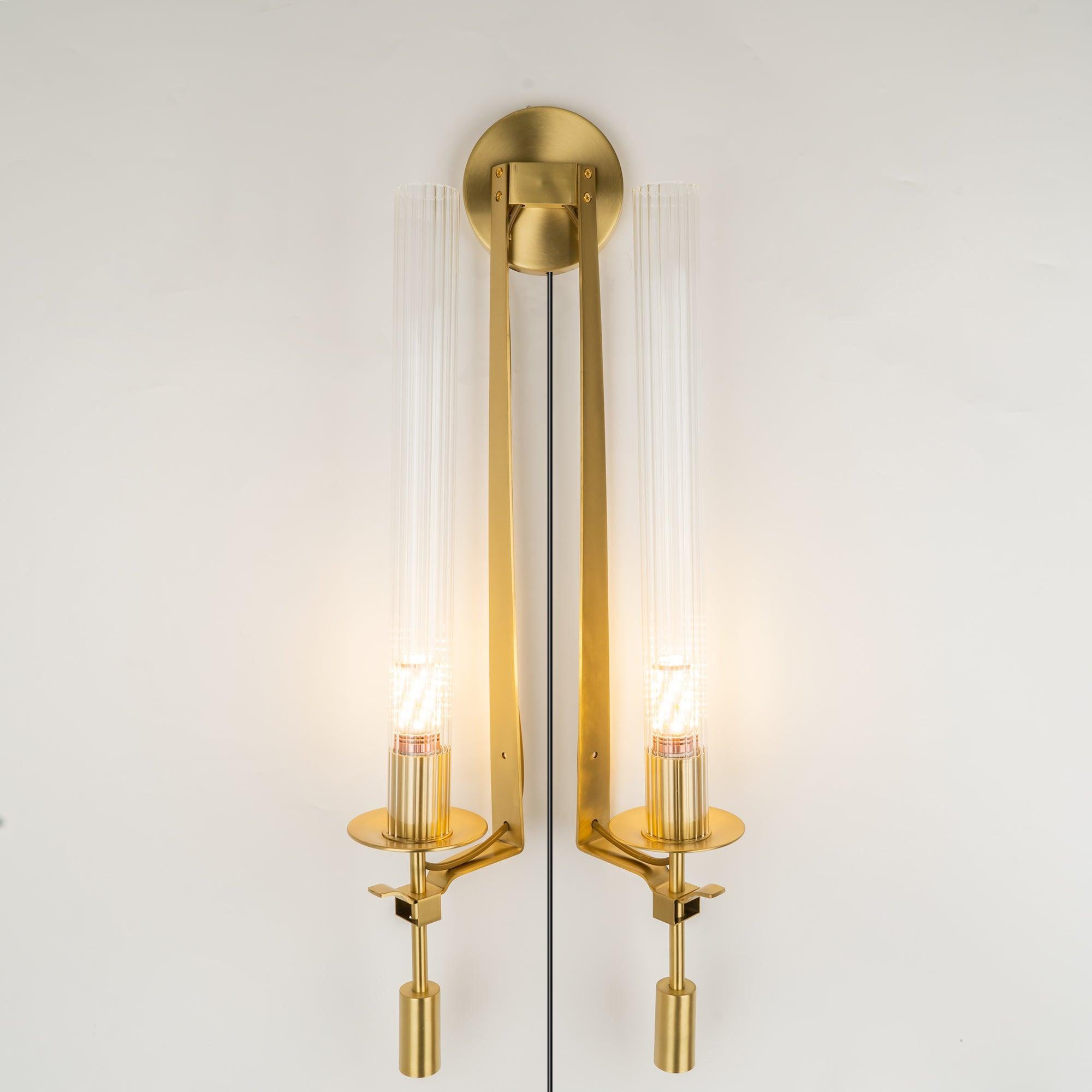 Ceshaisra French Classicism Plug-in Brass Glass Wall Lamp - Letslighting