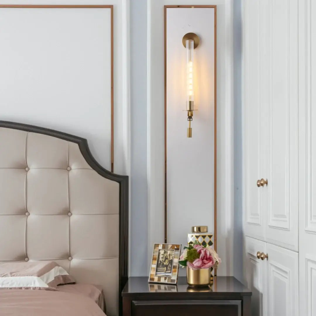 Ceshaisra French Classicism Plug-in Brass Glass Wall Lamp - Letslighting