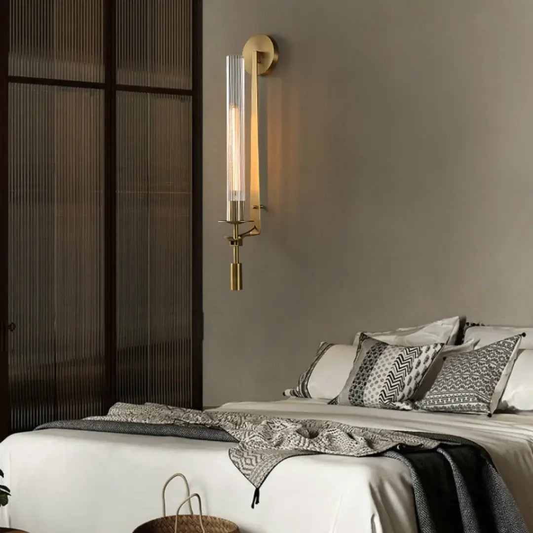 Ceshaisra French Classicism Plug-in Brass Glass Wall Lamp - Letslighting