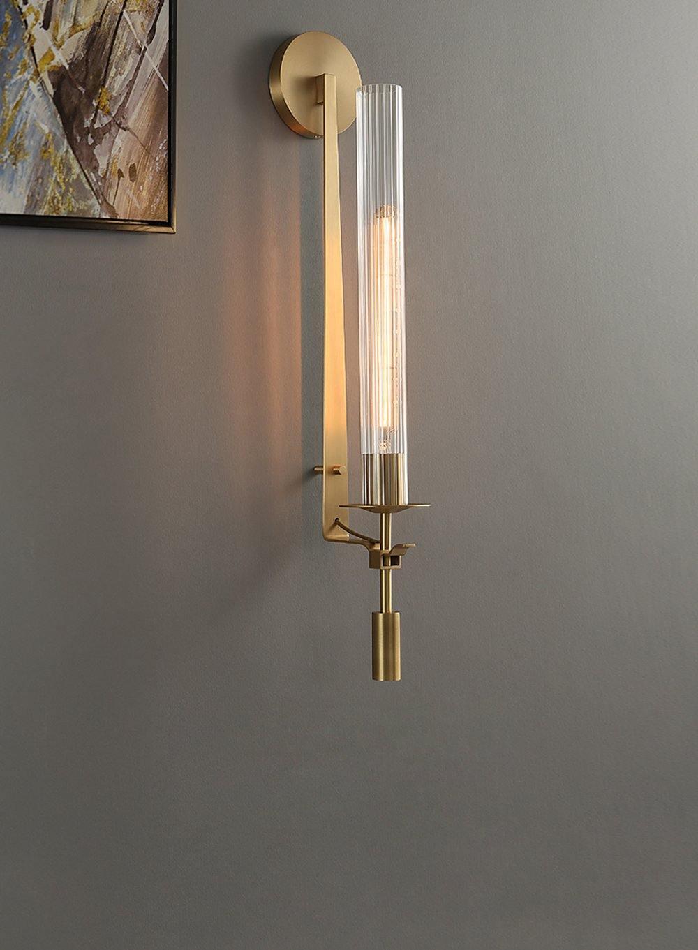 Ceshaisra French Classicism Plug-in Brass Glass Wall Lamp - Letslighting