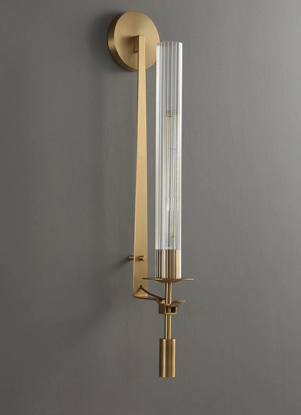 Ceshaisra French Classicism Plug-in Brass Glass Wall Lamp - Letslighting