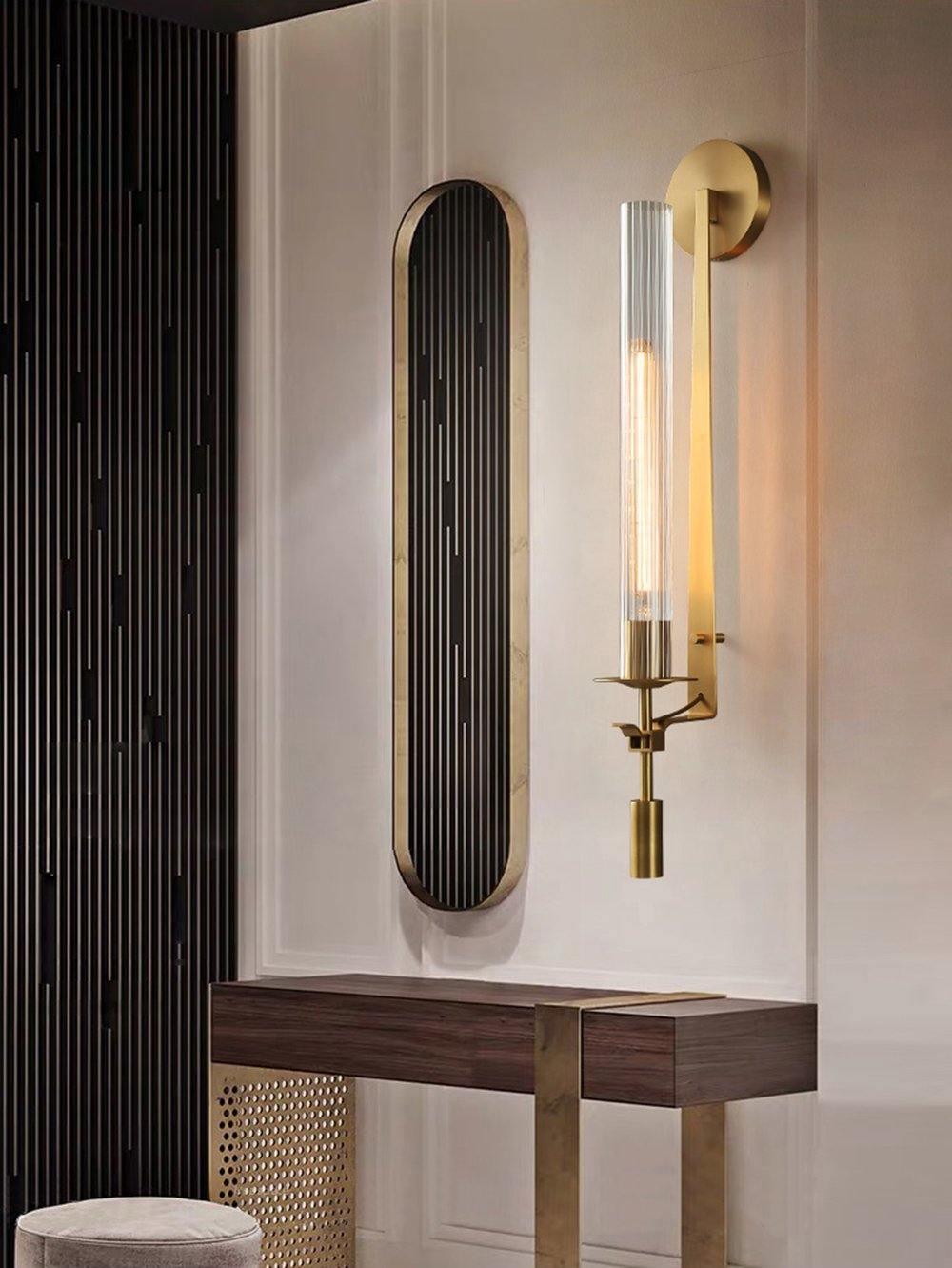 Ceshaisra French Classicism Plug-in Brass Glass Wall Lamp - Letslighting