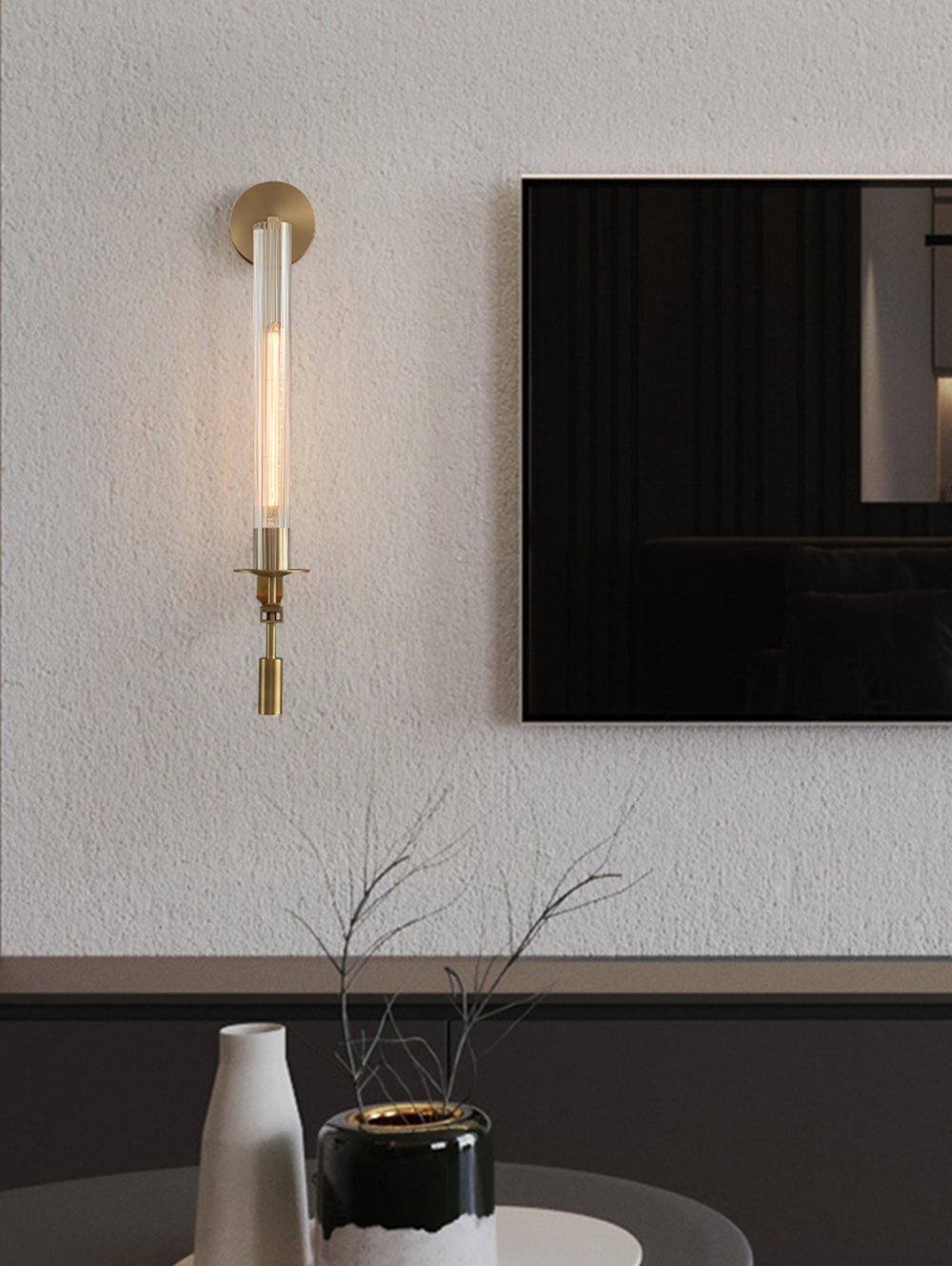 Ceshaisra French Classicism Plug-in Brass Glass Wall Lamp - Letslighting
