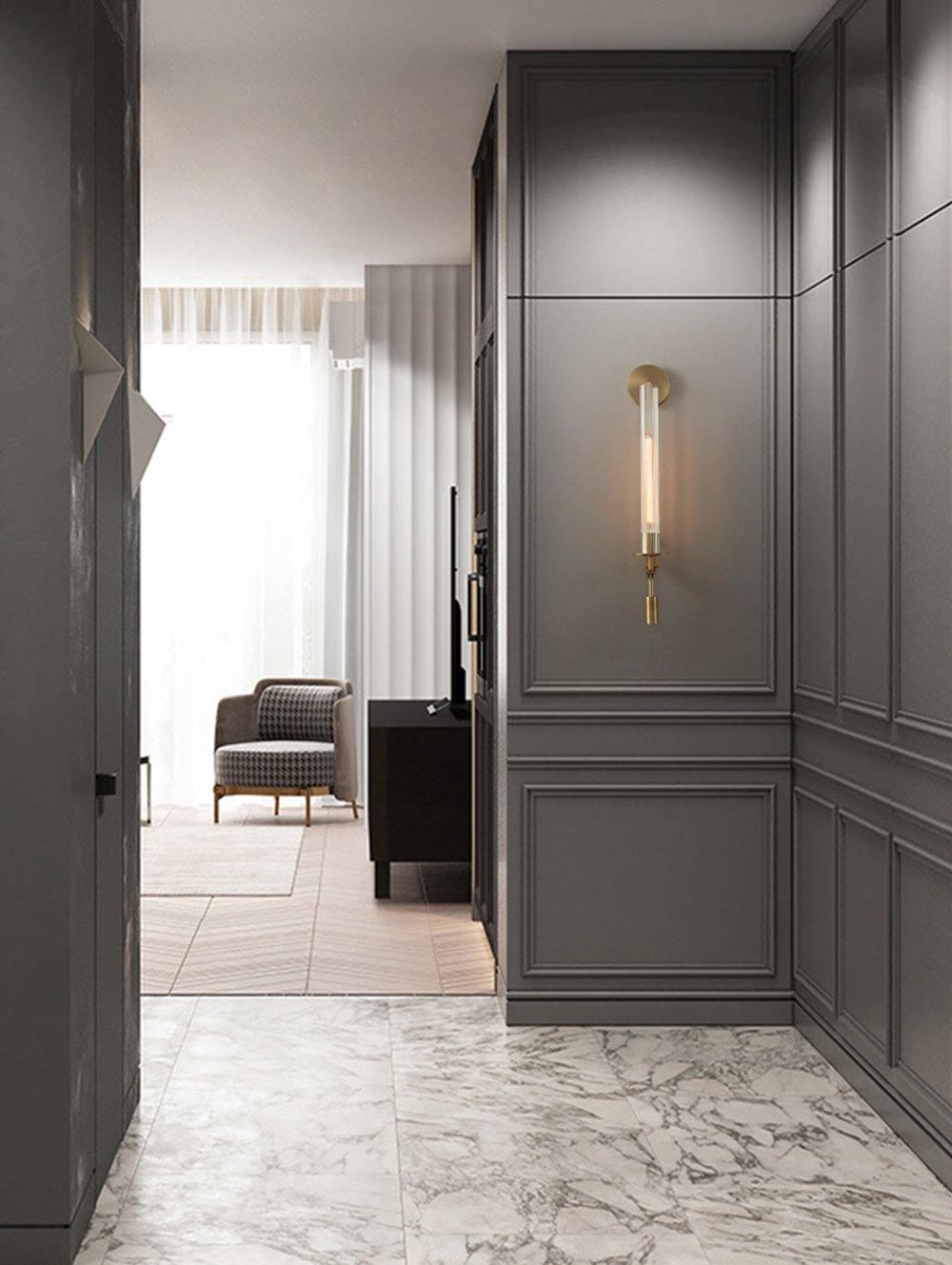 Ceshaisra French Classicism Plug-in Brass Glass Wall Lamp - Letslighting