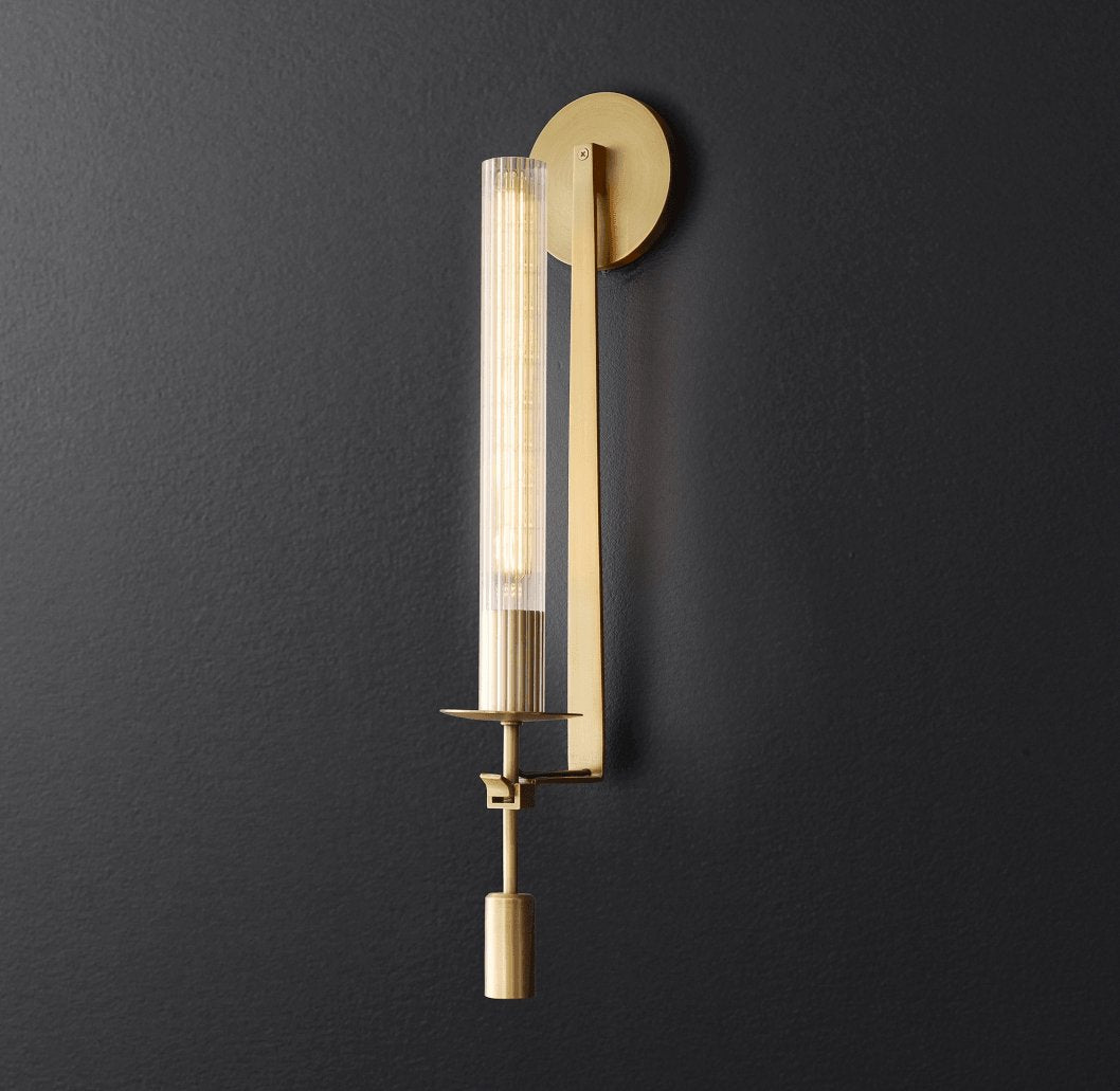 Ceshaisra French Classicism Plug-in Brass Glass Wall Lamp - Letslighting