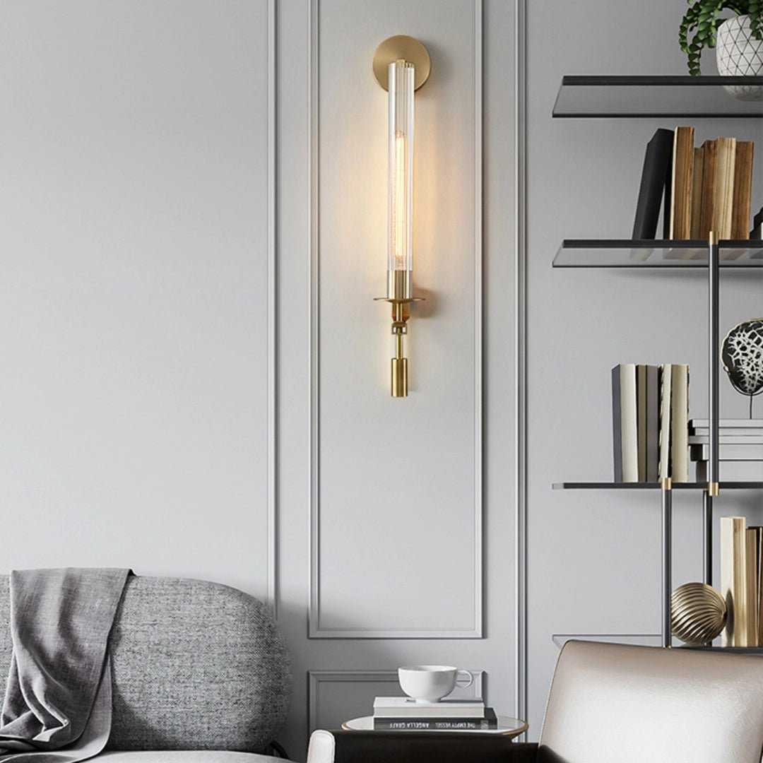 Ceshaisra French Classicism Plug-in Brass Glass Wall Lamp - Letslighting