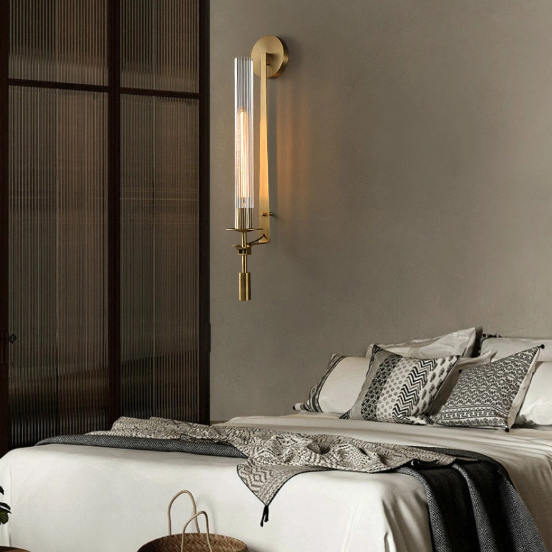 Ceshaisra French Classicism Plug-in Brass Glass Wall Lamp - Letslighting
