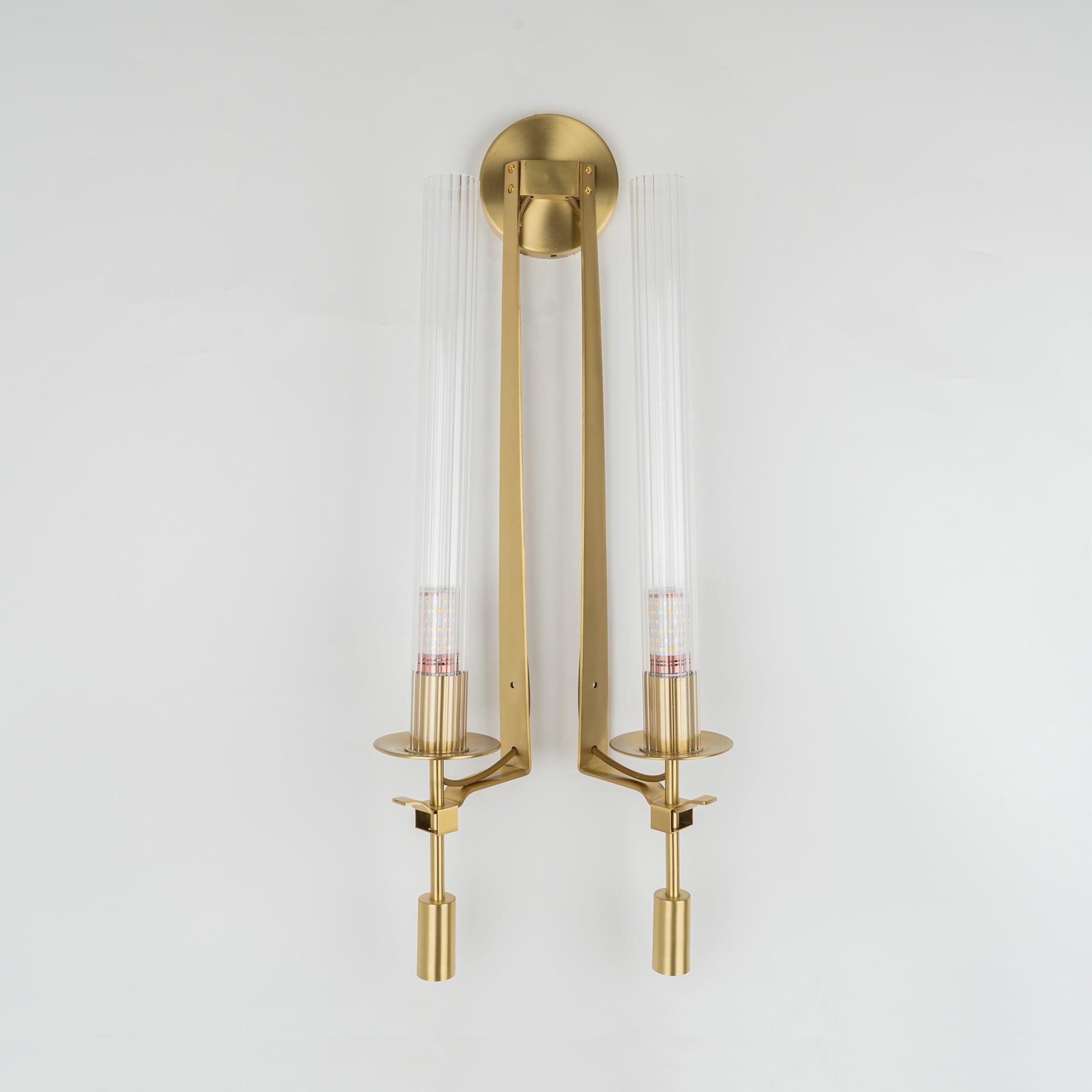 Ceshaisra French Classicism Plug-in Brass Glass Wall Lamp - Letslighting