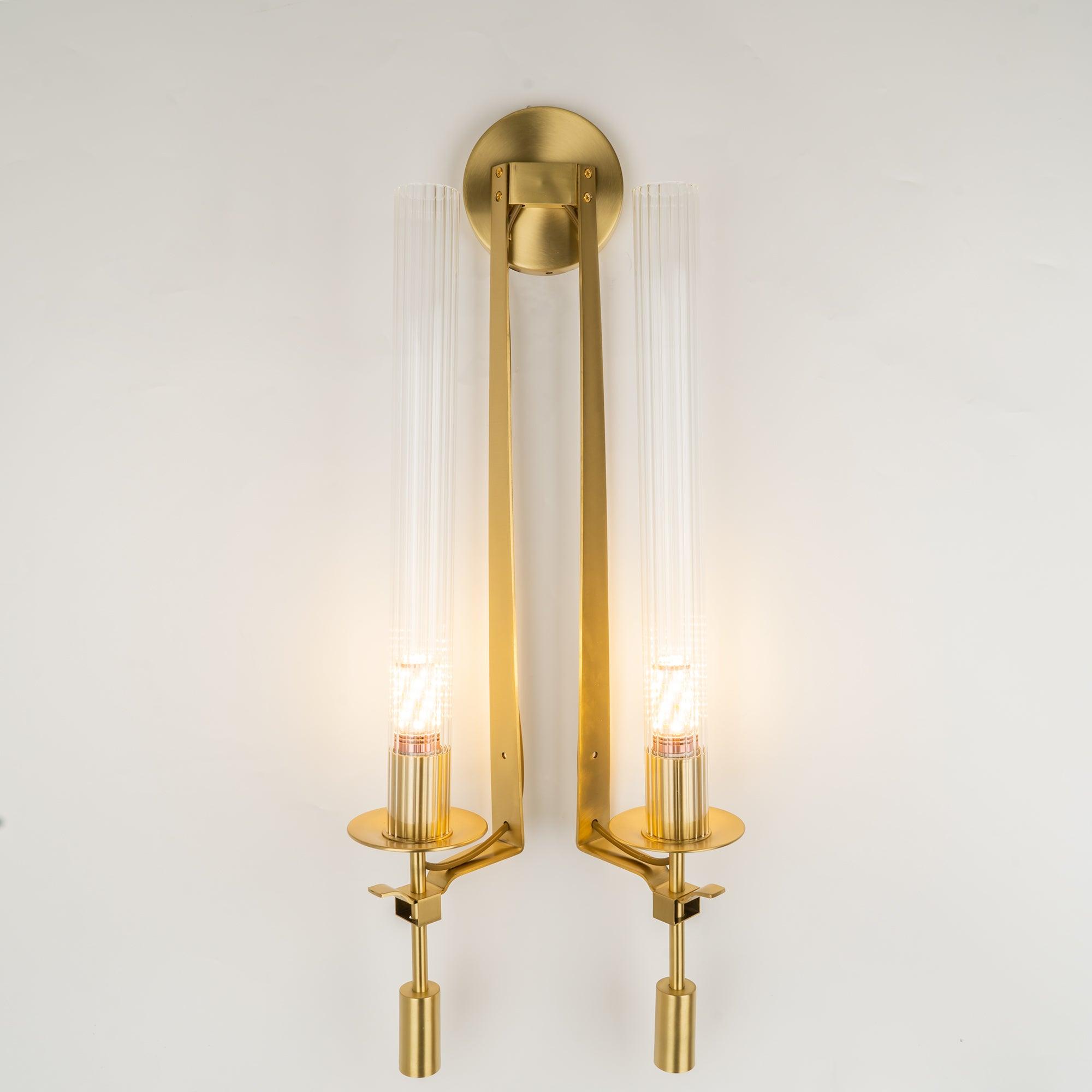 Ceshaisra French Classicism Plug-in Brass Glass Wall Lamp - Letslighting