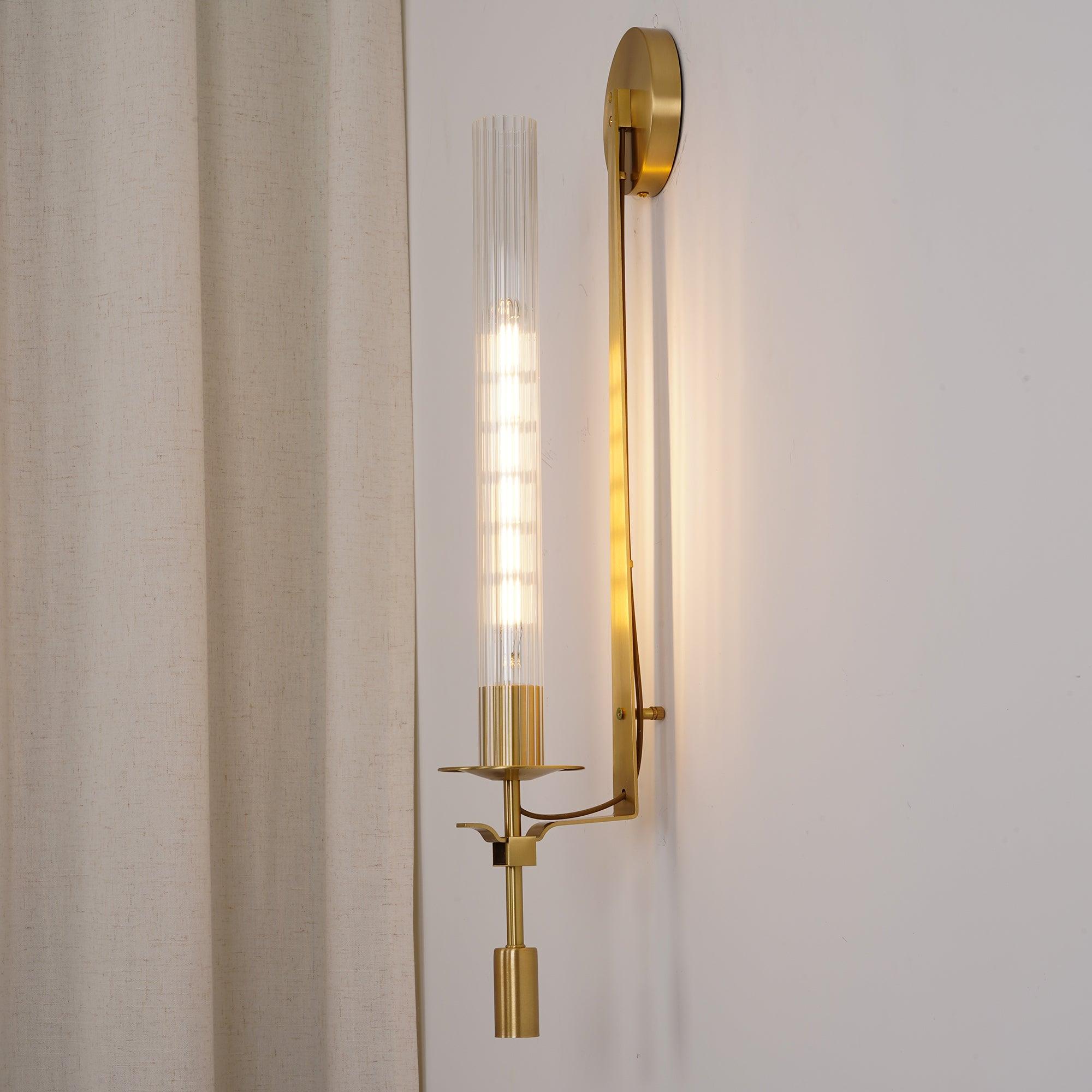 Ceshaisra French Classicism Plug-in Brass Glass Wall Lamp - Letslighting