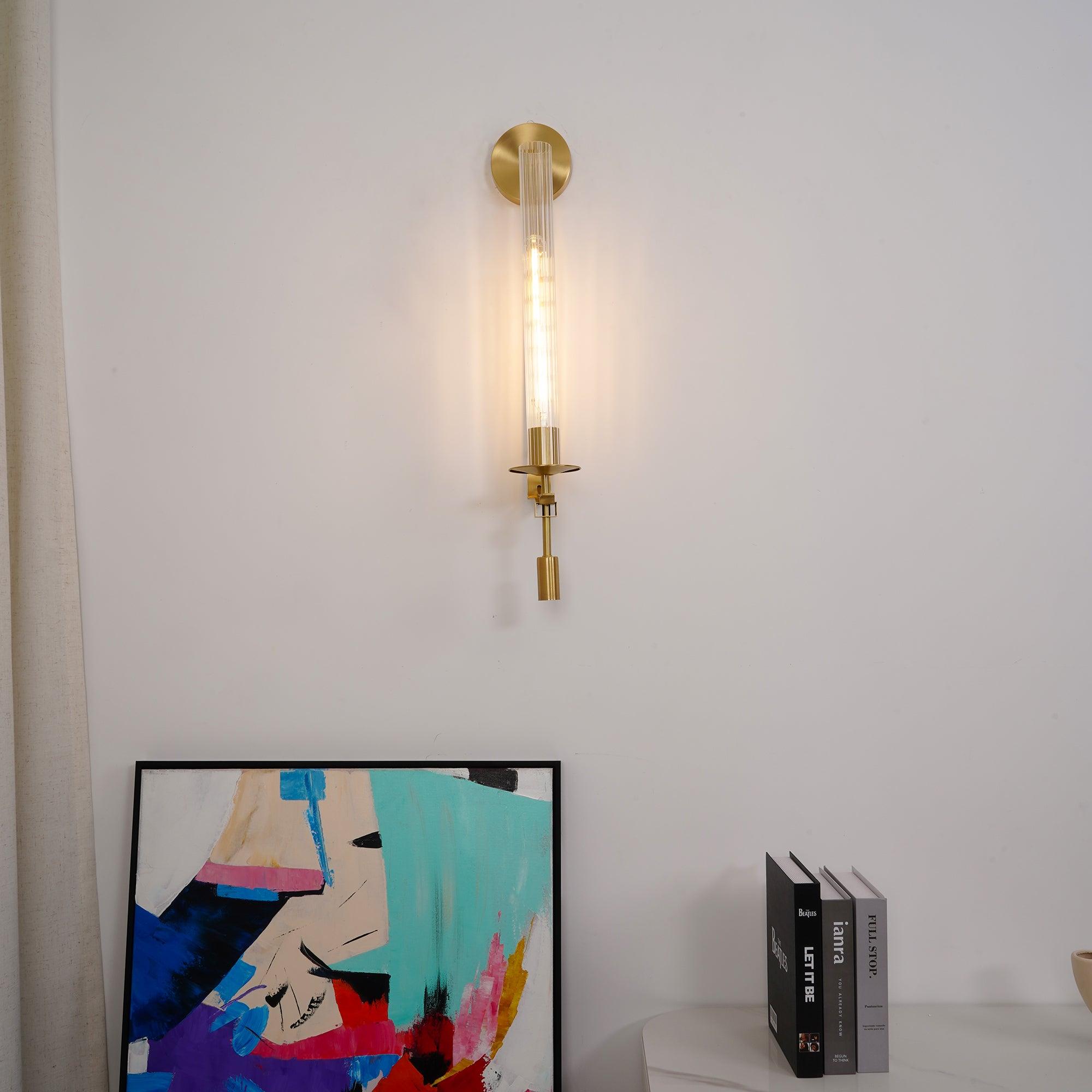 Ceshaisra French Classicism Plug-in Brass Glass Wall Lamp - Letslighting