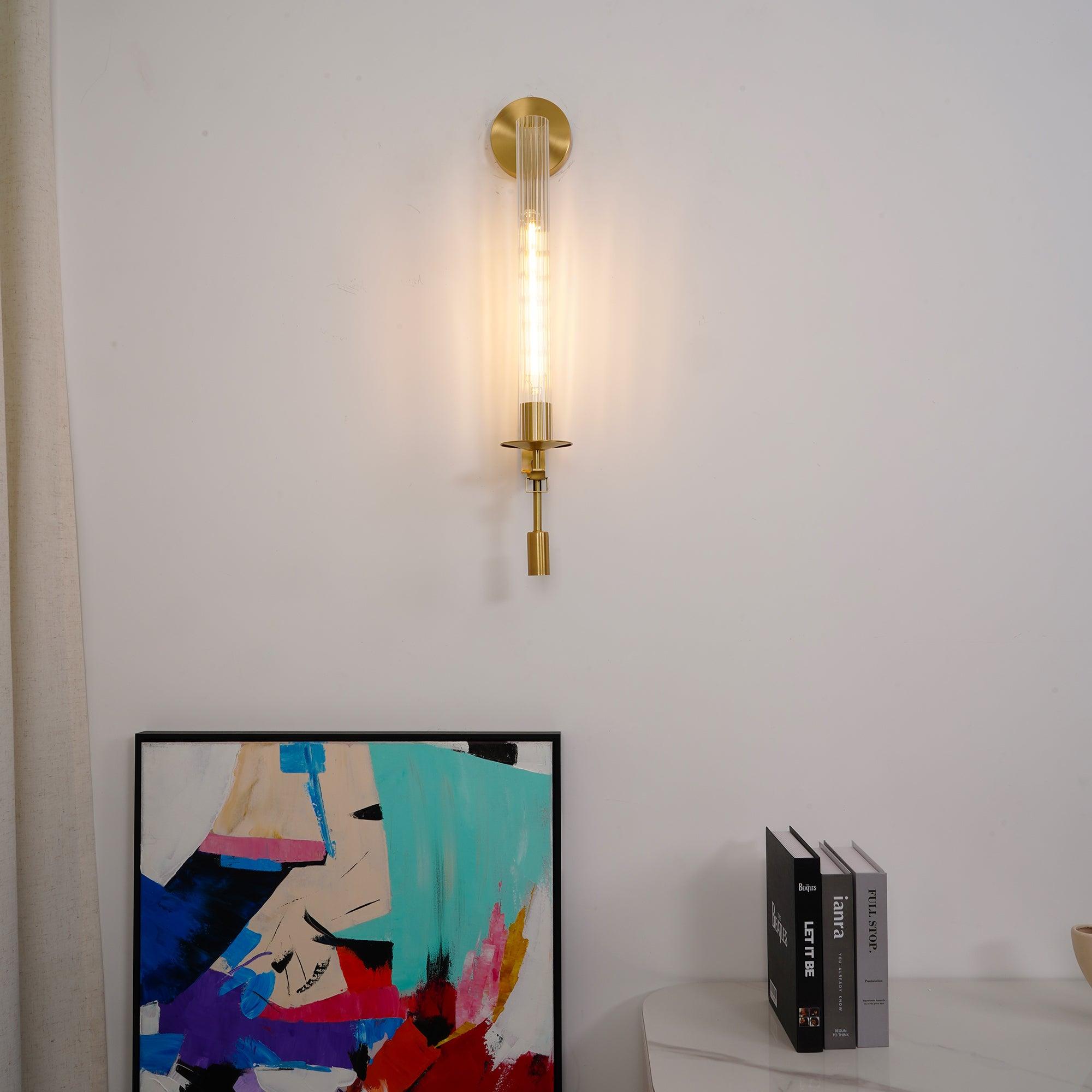 Ceshaisra French Classicism Plug-in Brass Glass Wall Lamp - Letslighting