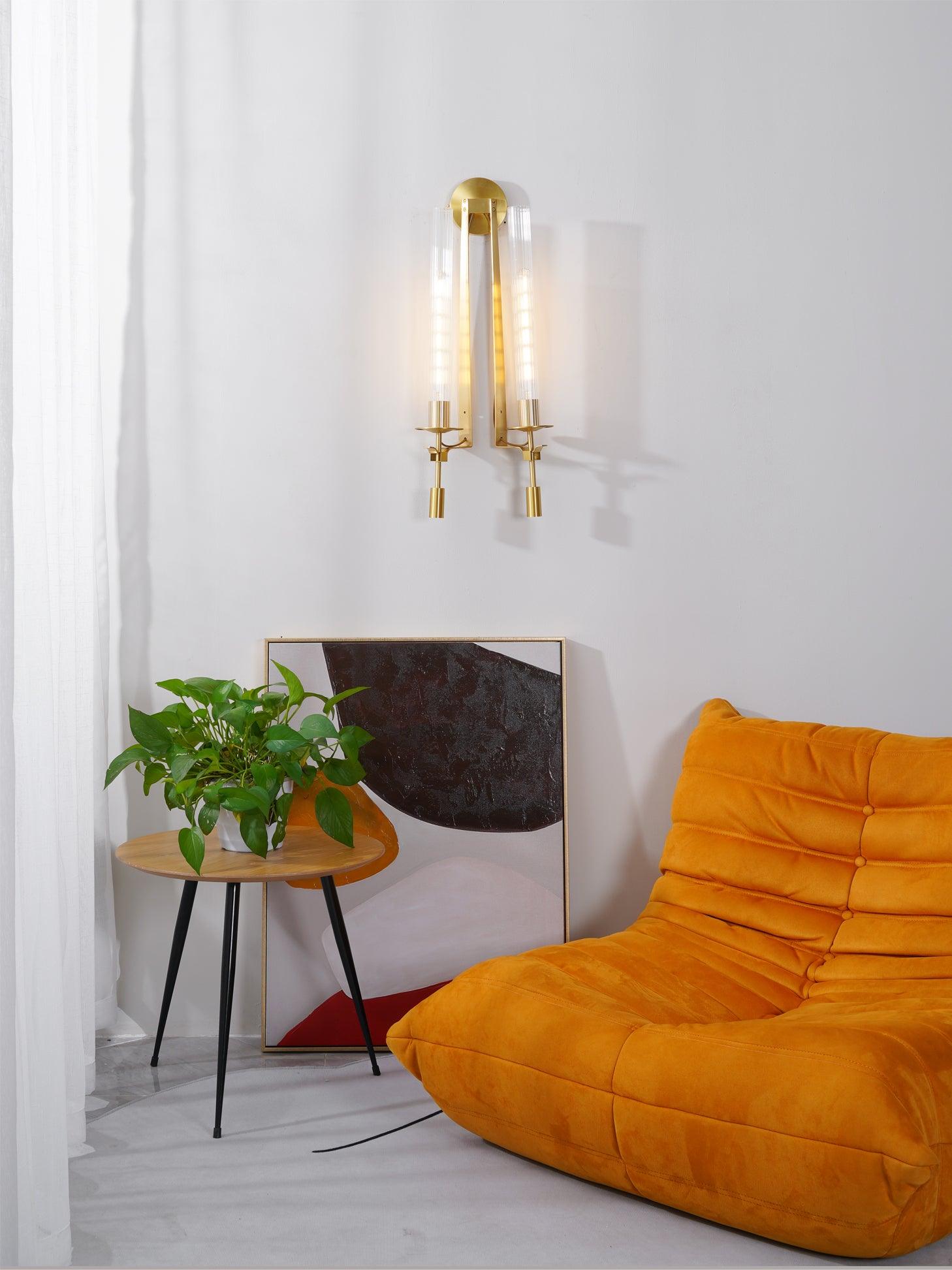 Ceshaisra French Classicism Plug-in Brass Glass Wall Lamp - Letslighting
