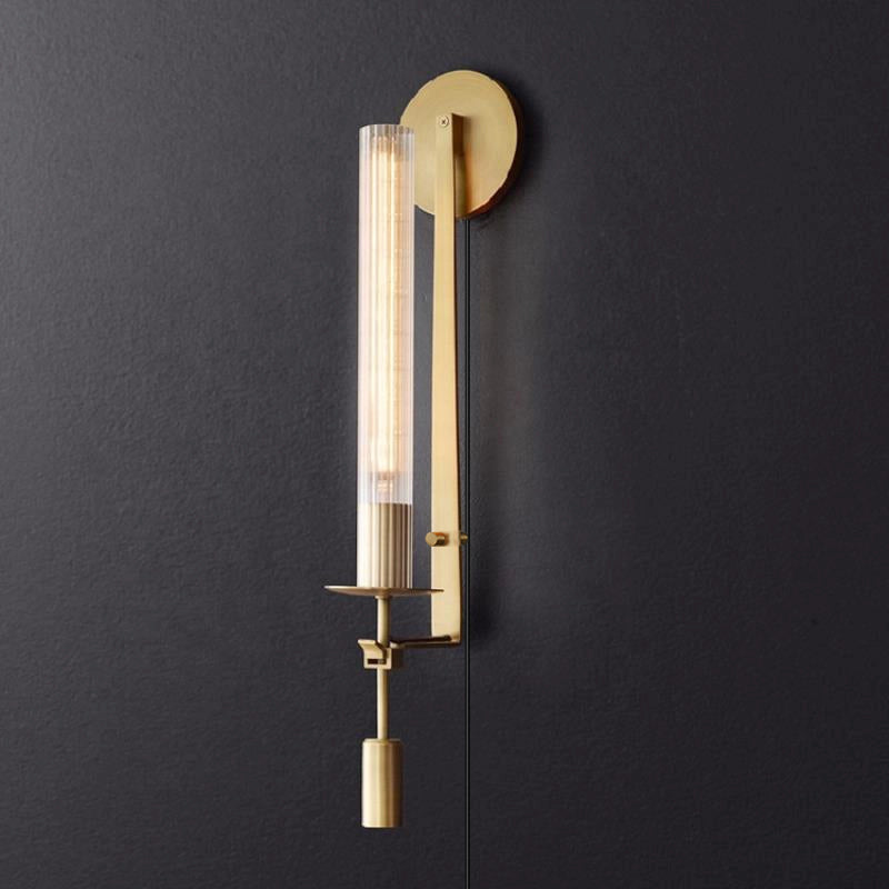 Ceshaisra French Classicism Plug-in Brass Glass Wall Lamp - Letslighting