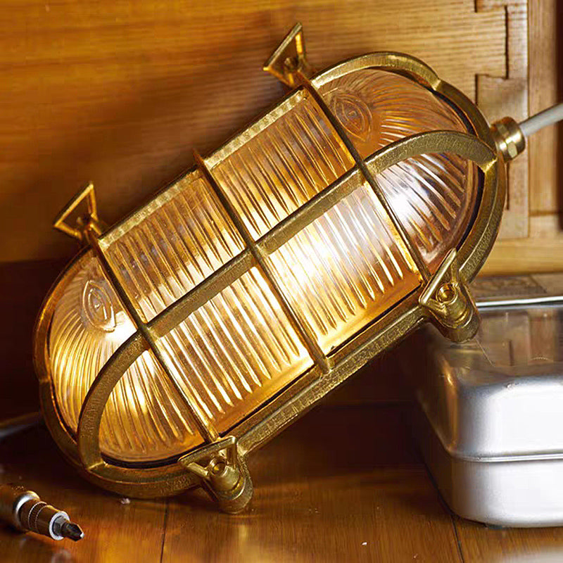 Erthearis Vintage Brass Bunker Sconce Wall Lamp - Letslighting