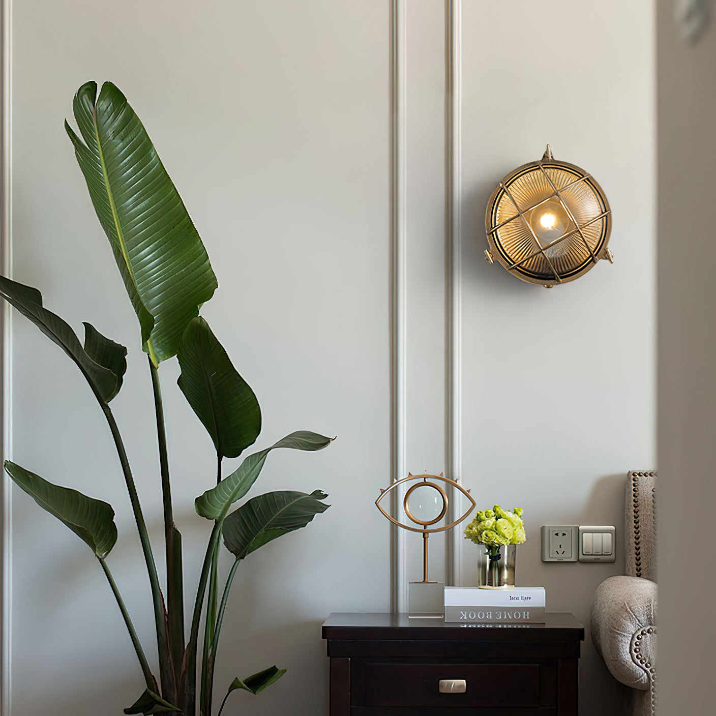 Erthearis Vintage Brass Bunker Sconce Wall Lamp - Letslighting
