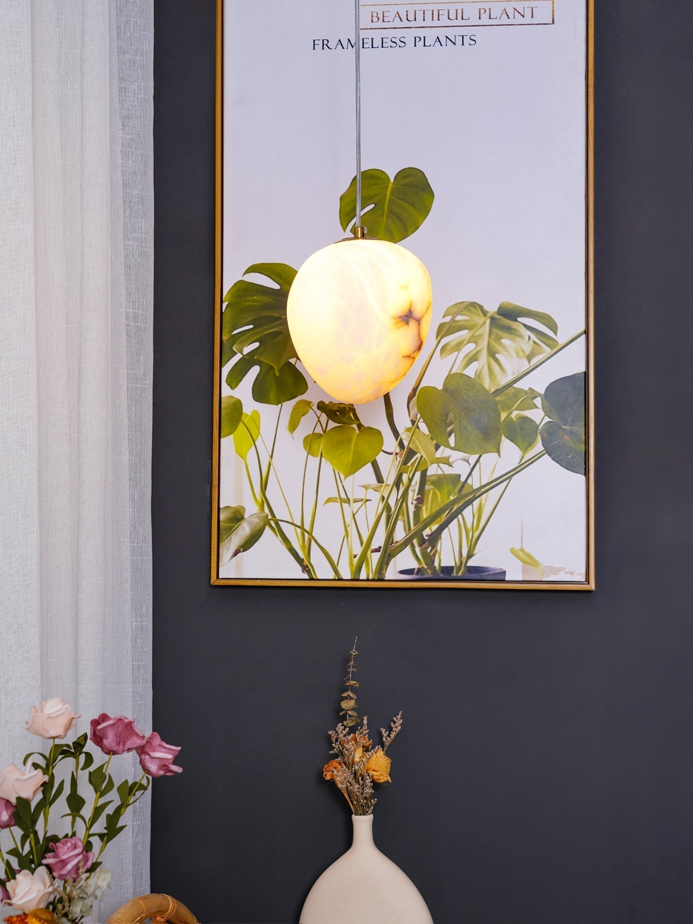 Goose Pendant Lamp Alabaster Brass Sophistication - Neutralighting