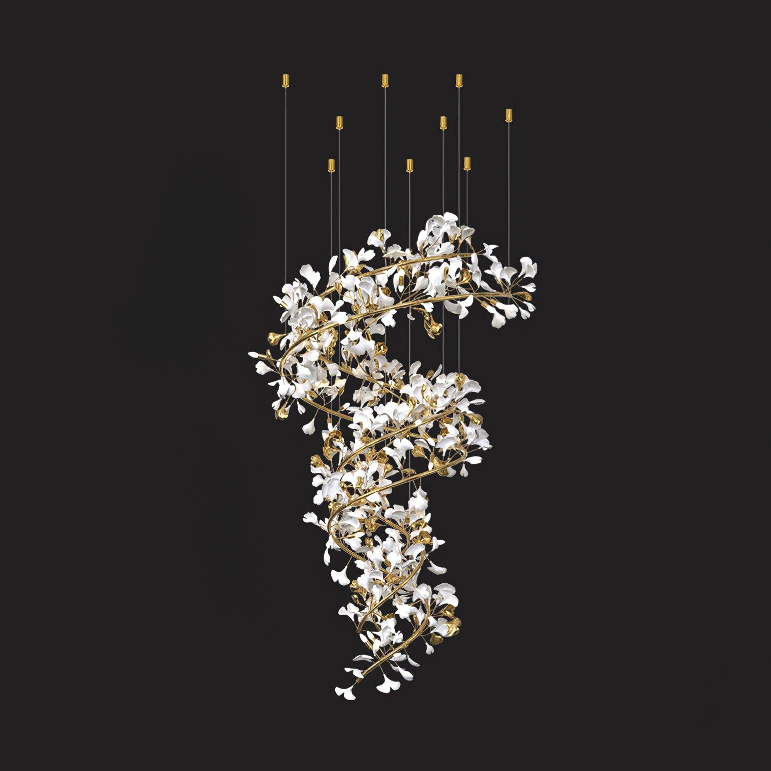Olivia Modern Gold Staircase Chandelier, Metal & Ceramic