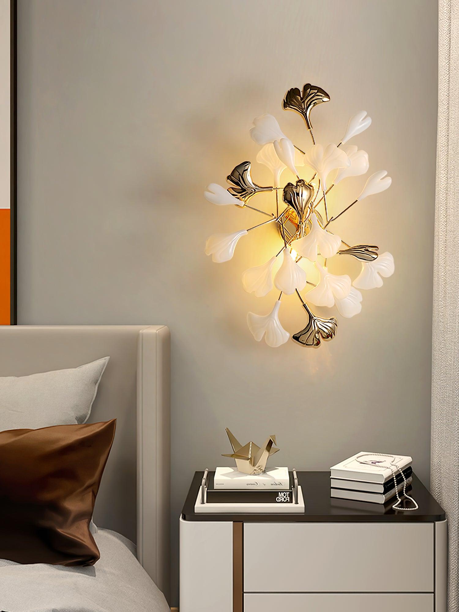 Gingko Applique Murale Abat-jours en Céramique Pétales Or Art Nouveau - Neutralighting