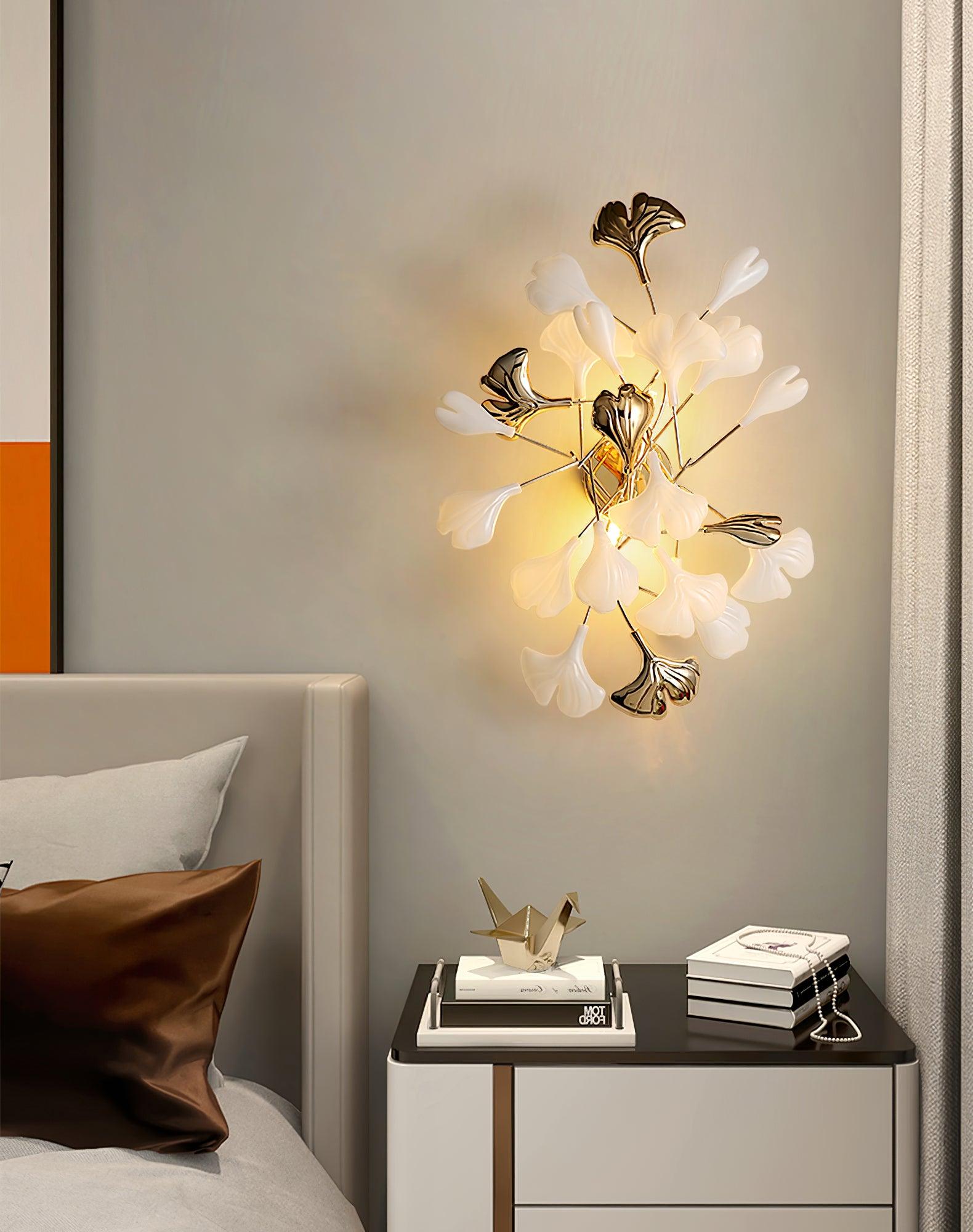 Gingko Applique Murale Abat-jours en Céramique Pétales Or Art Nouveau - Neutralighting