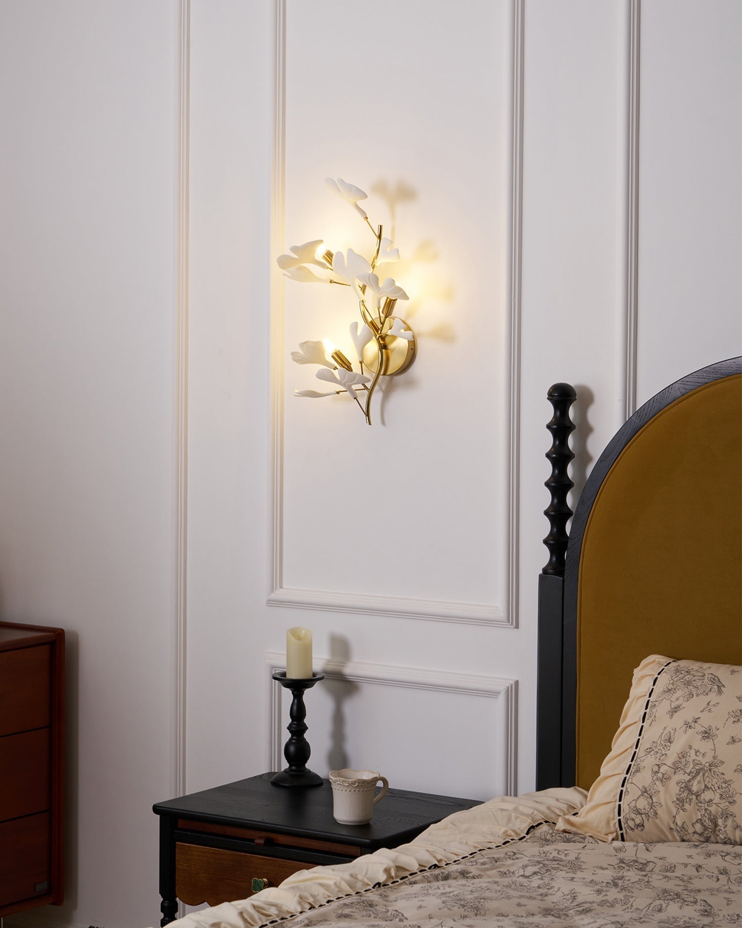 Gingko Applique Murale Abat-jours en Céramique Pétales Or Art Nouveau - Neutralighting