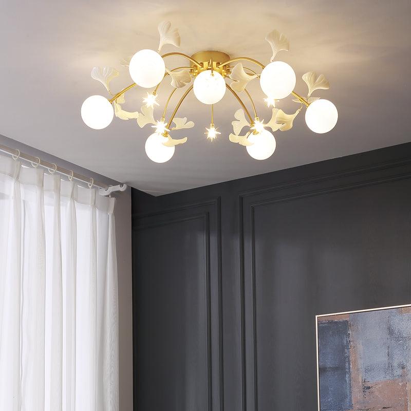 Olivia Nordic Multi Globe Metal/Ceramic Flush Mount Ceiling Light, White/Gold