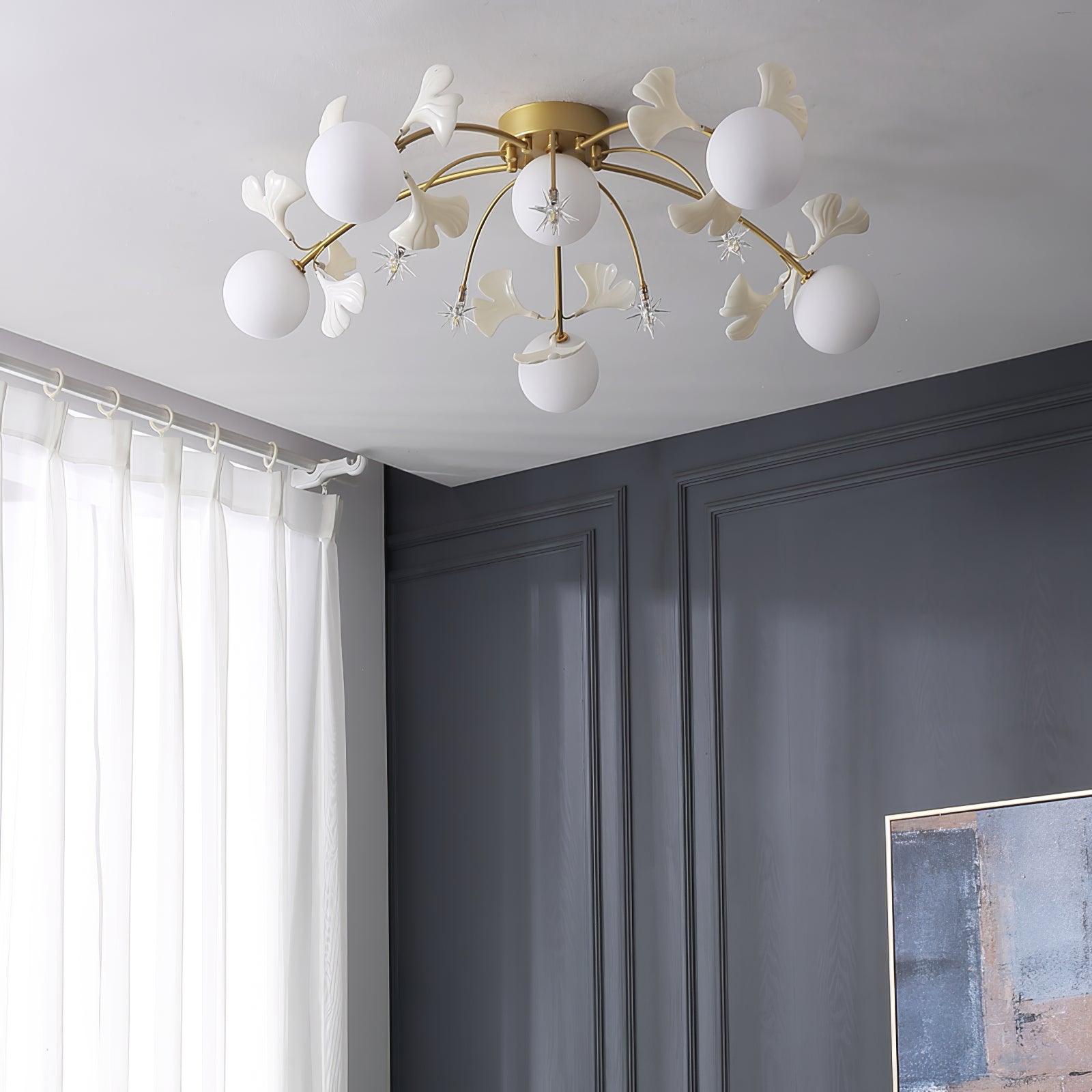 Olivia Nordic Multi Globe Metal/Ceramic Flush Mount Ceiling Light, White/Gold