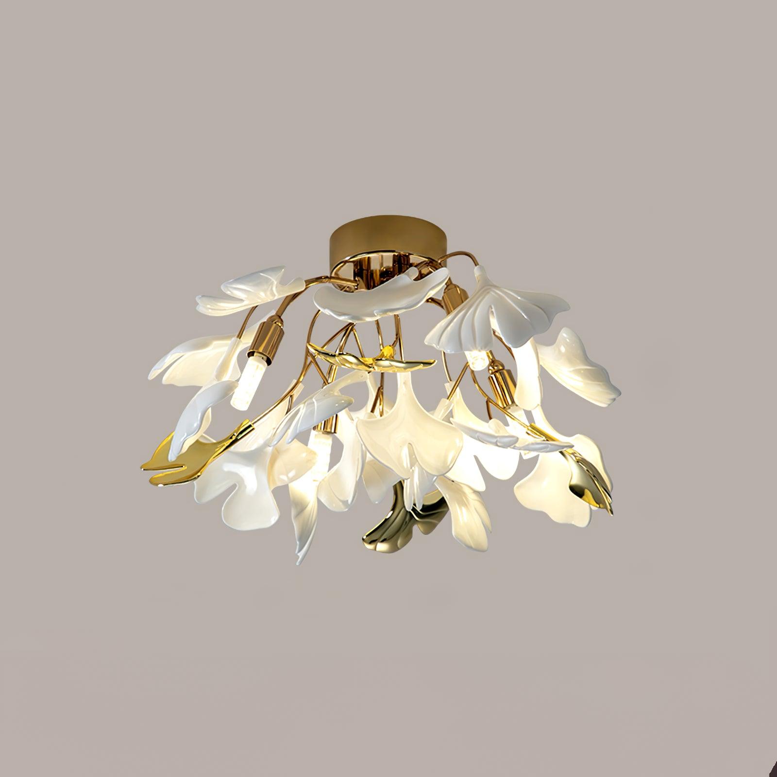 Solara Ceiling Lamp Gingko Leaves with Brass Branch - Letslighting