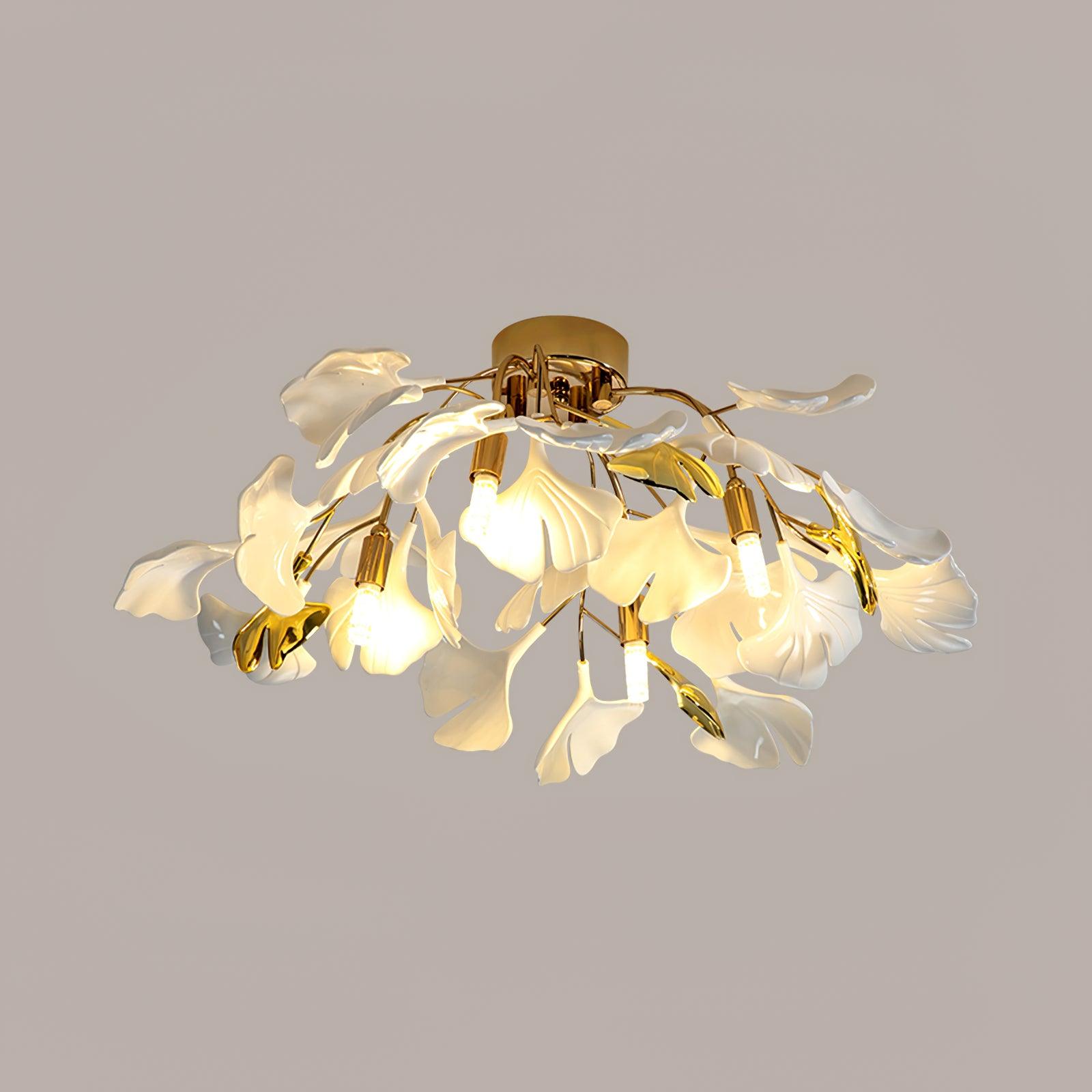 Solara Ceiling Lamp Gingko Leaves with Brass Branch - Letslighting