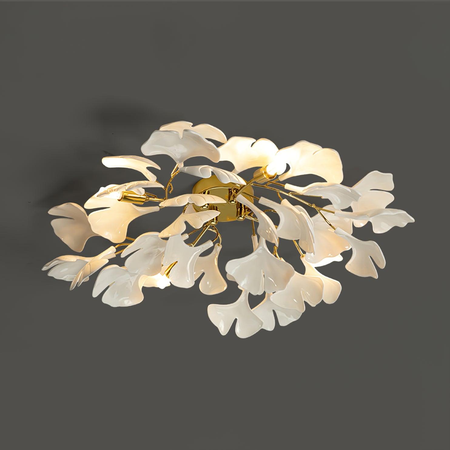 Solara Ceiling Lamp Gingko Leaves with Brass Branch - Letslighting