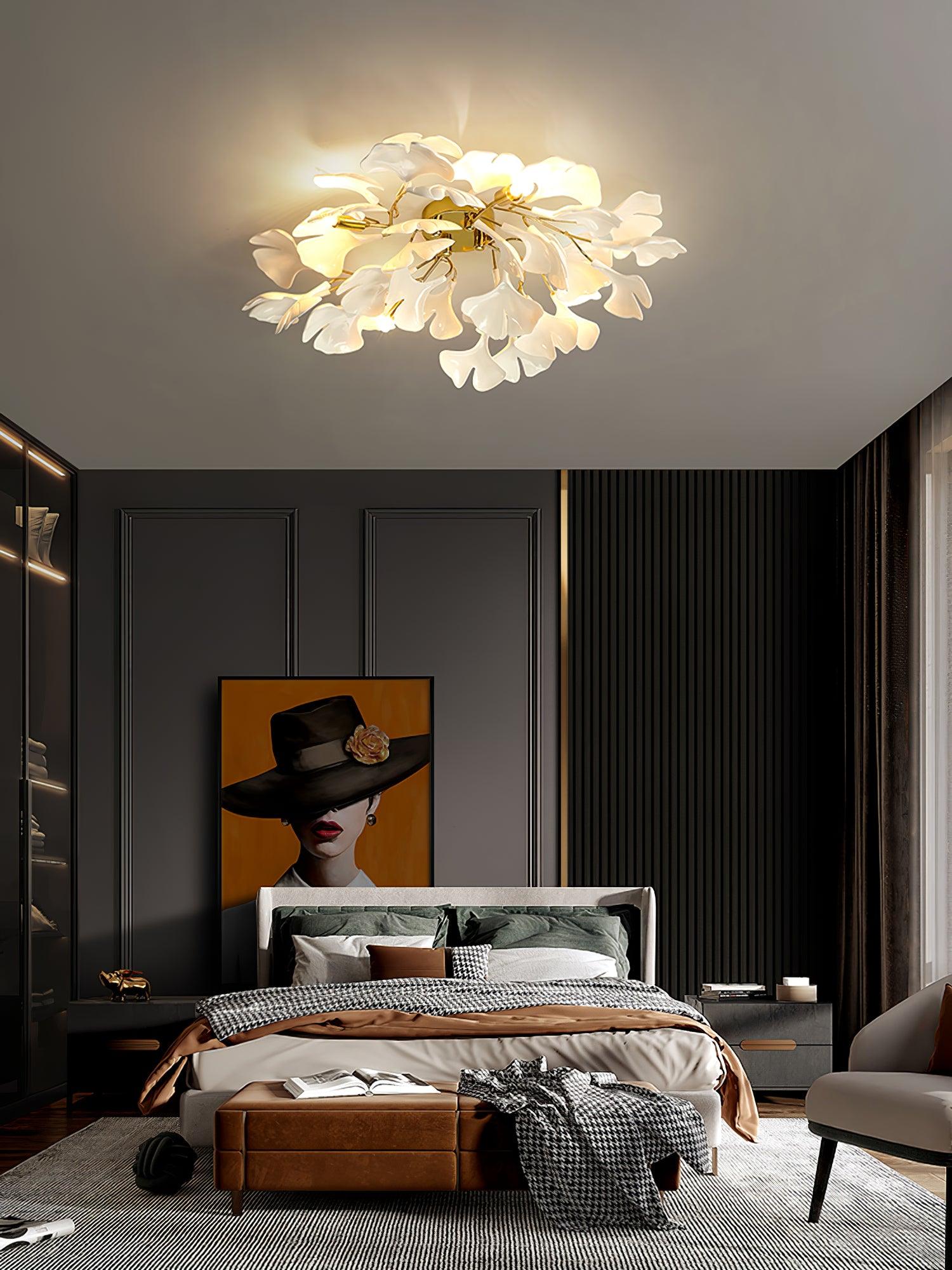 Solara Ceiling Lamp Gingko Leaves with Brass Branch - Letslighting