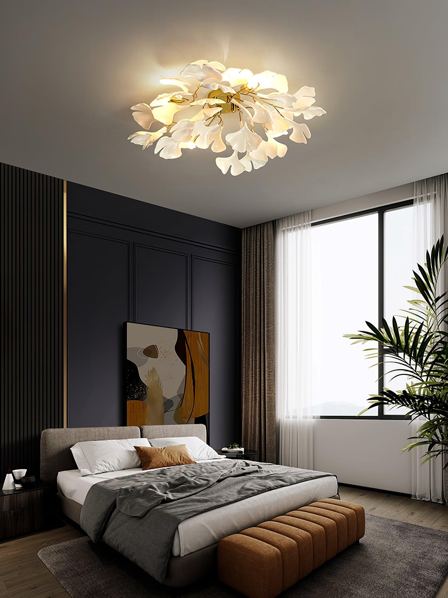 Solara Ceiling Lamp Gingko Leaves with Brass Branch - Letslighting