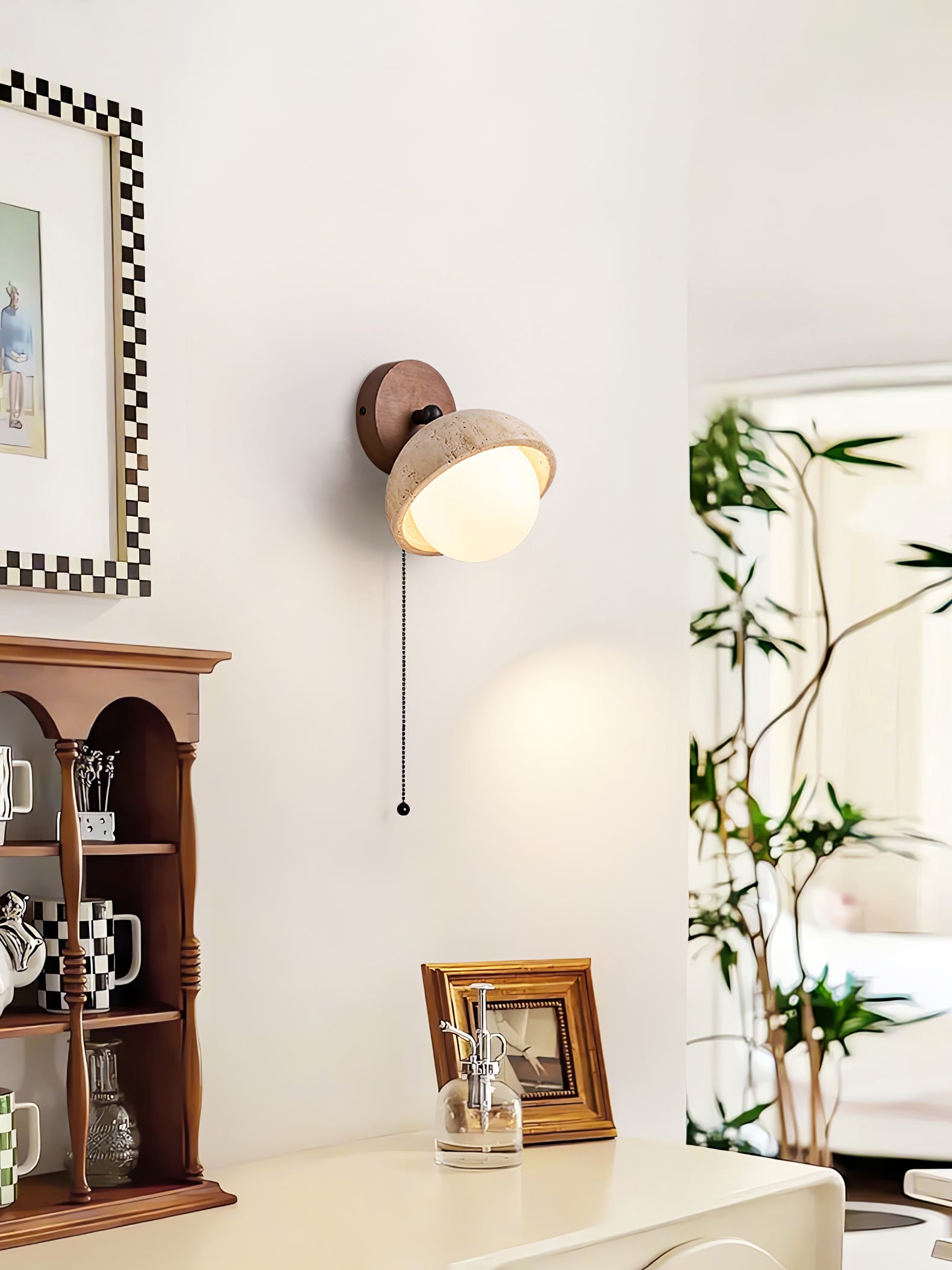 Avtale Arc-Shaped Travertine Wall Light - Neutralighting