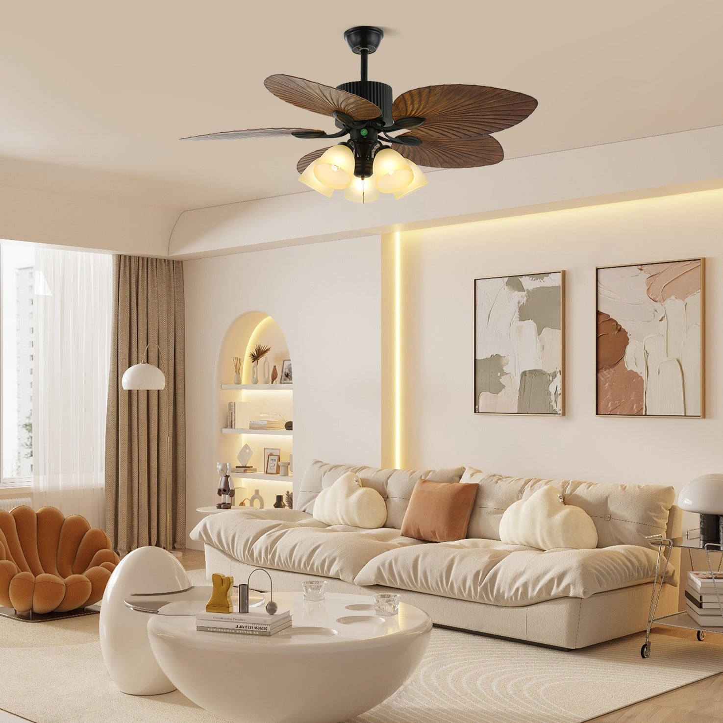 Alora Tropical Wood Ceiling Fan Light - Letslighting