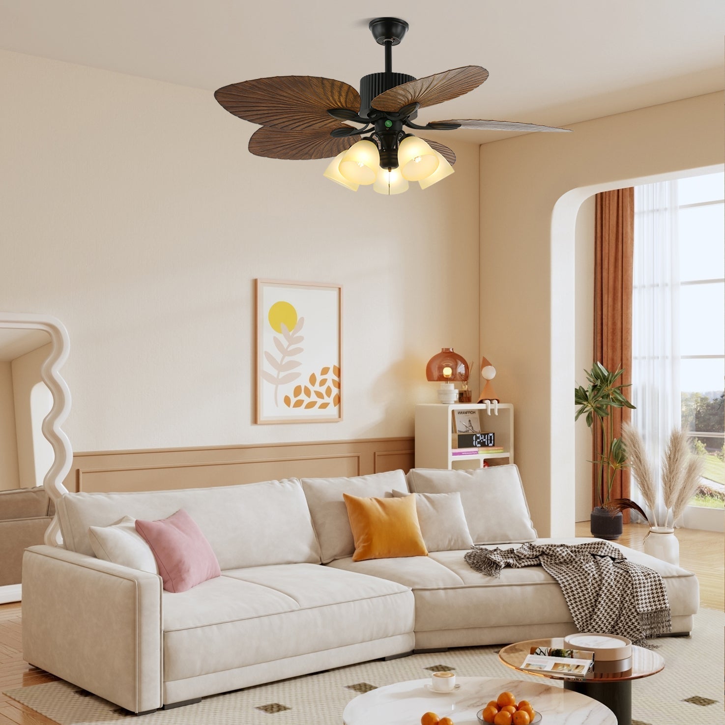 Alora Tropical Wood Ceiling Fan Light - Letslighting