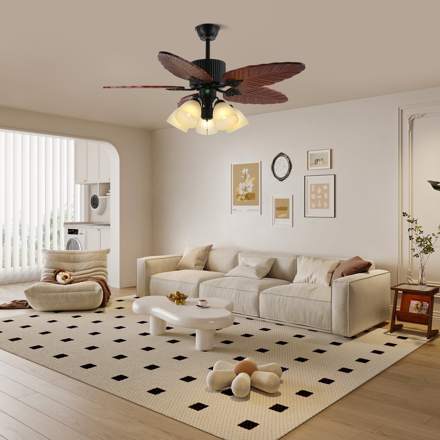 Alora Tropical Wood Ceiling Fan Light - Letslighting