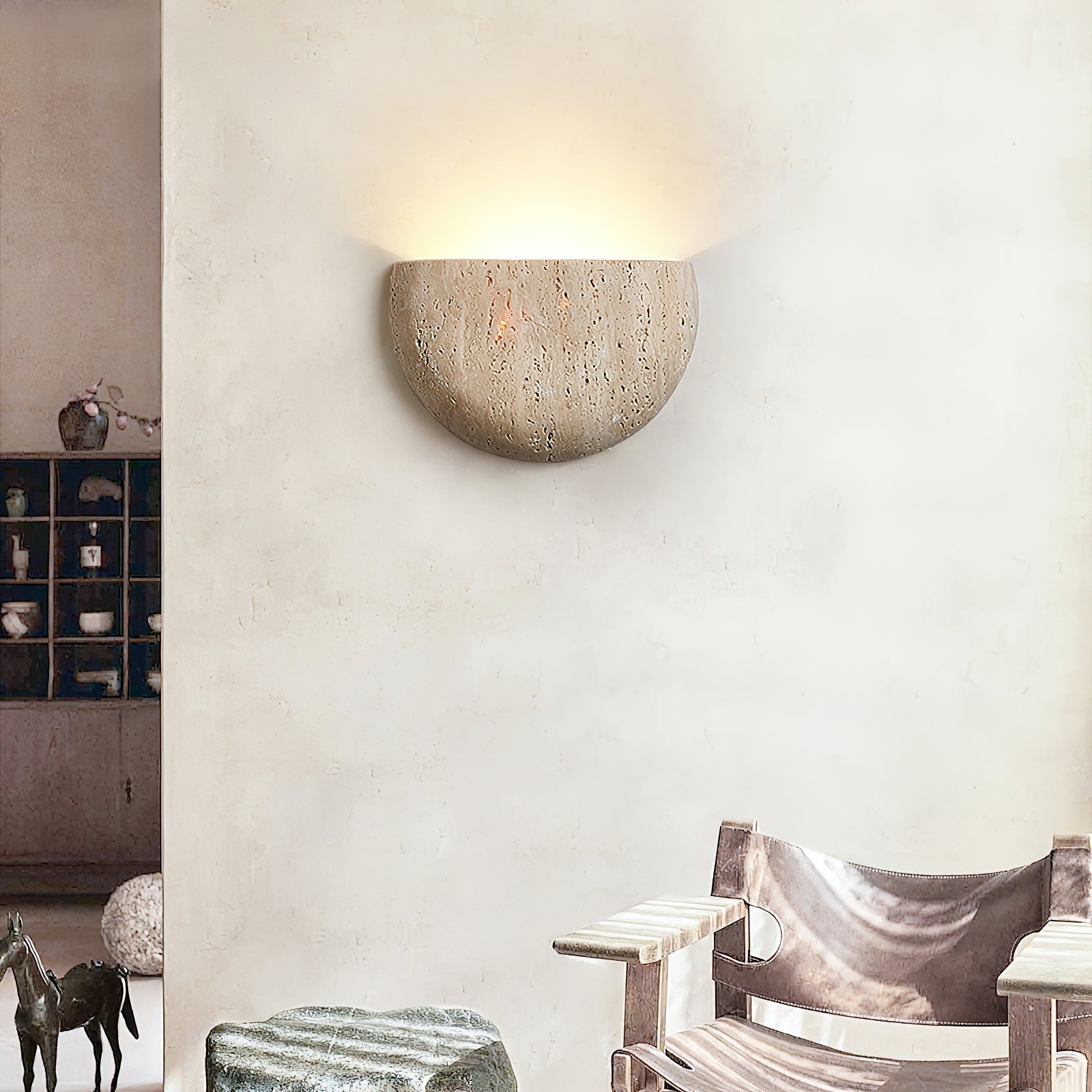 Cuvenarae Modern Minimalist Moon Travertine Wall Lamp - Letslighting