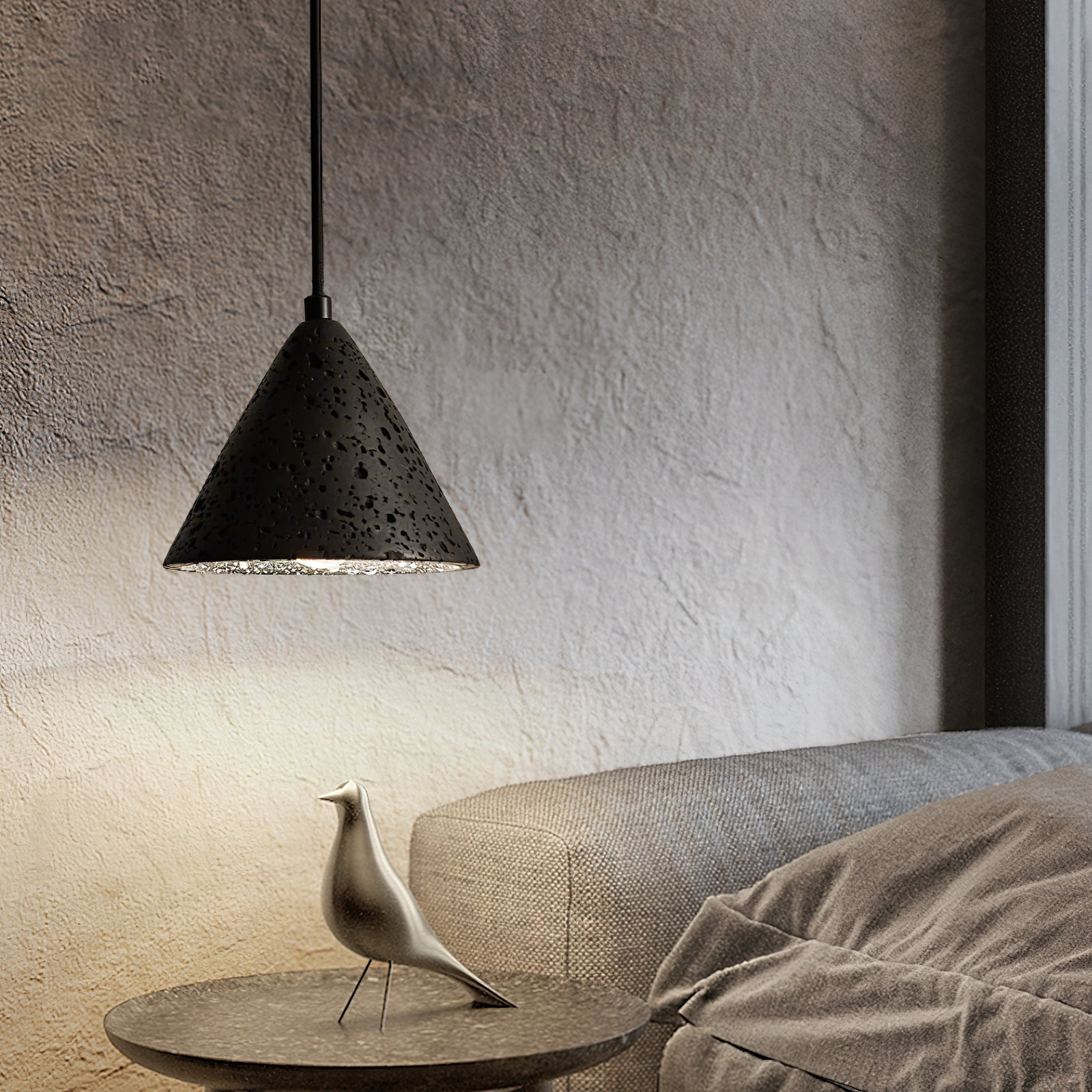 Vaelior Dome Shade Travertine Pendant Light - Neutralighting