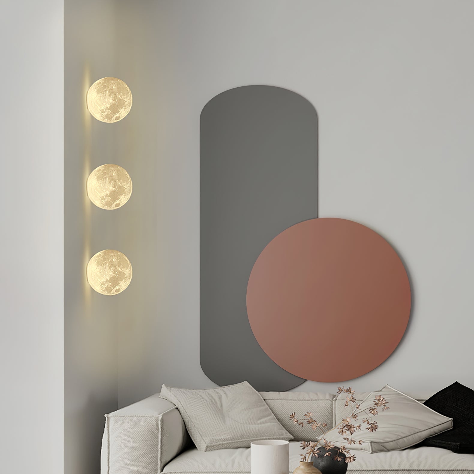 Olsolan Applique Murale 3D en Plastique Art Nordique Lune - Neutralighting